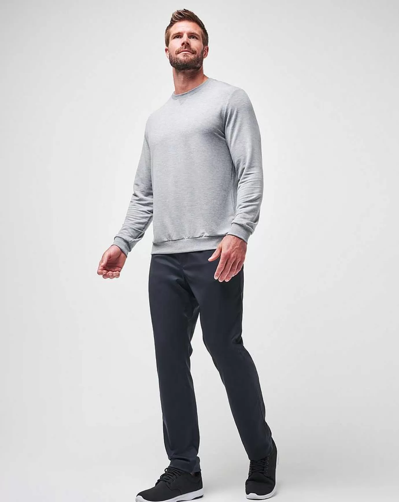 Best Travis Mathew Amenities Crew Heather Light Grey