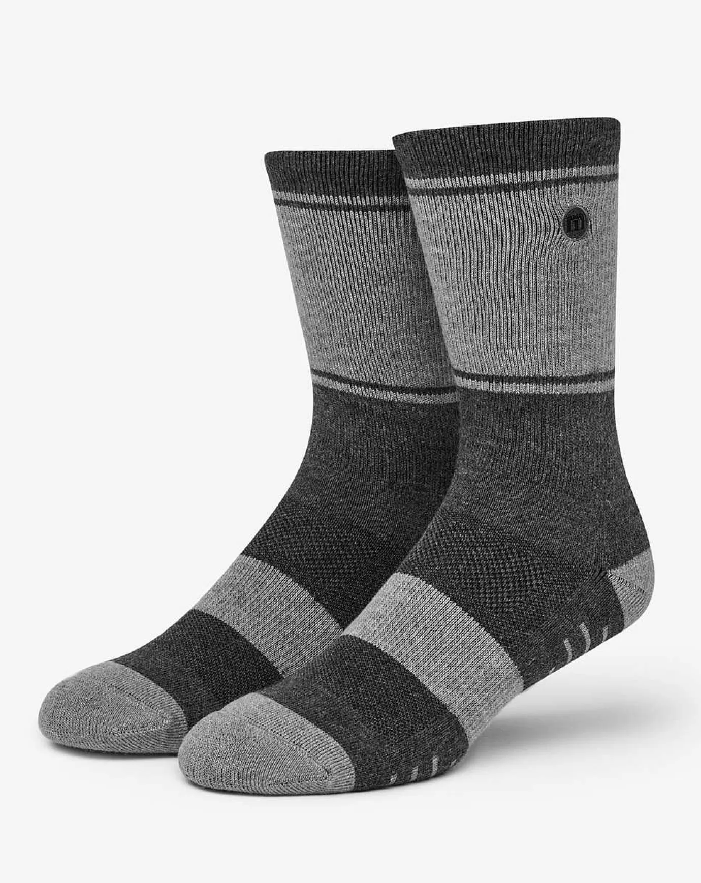 New Travis Mathew Baja 2.0 Crew Sock Heather Grey Pinstripe