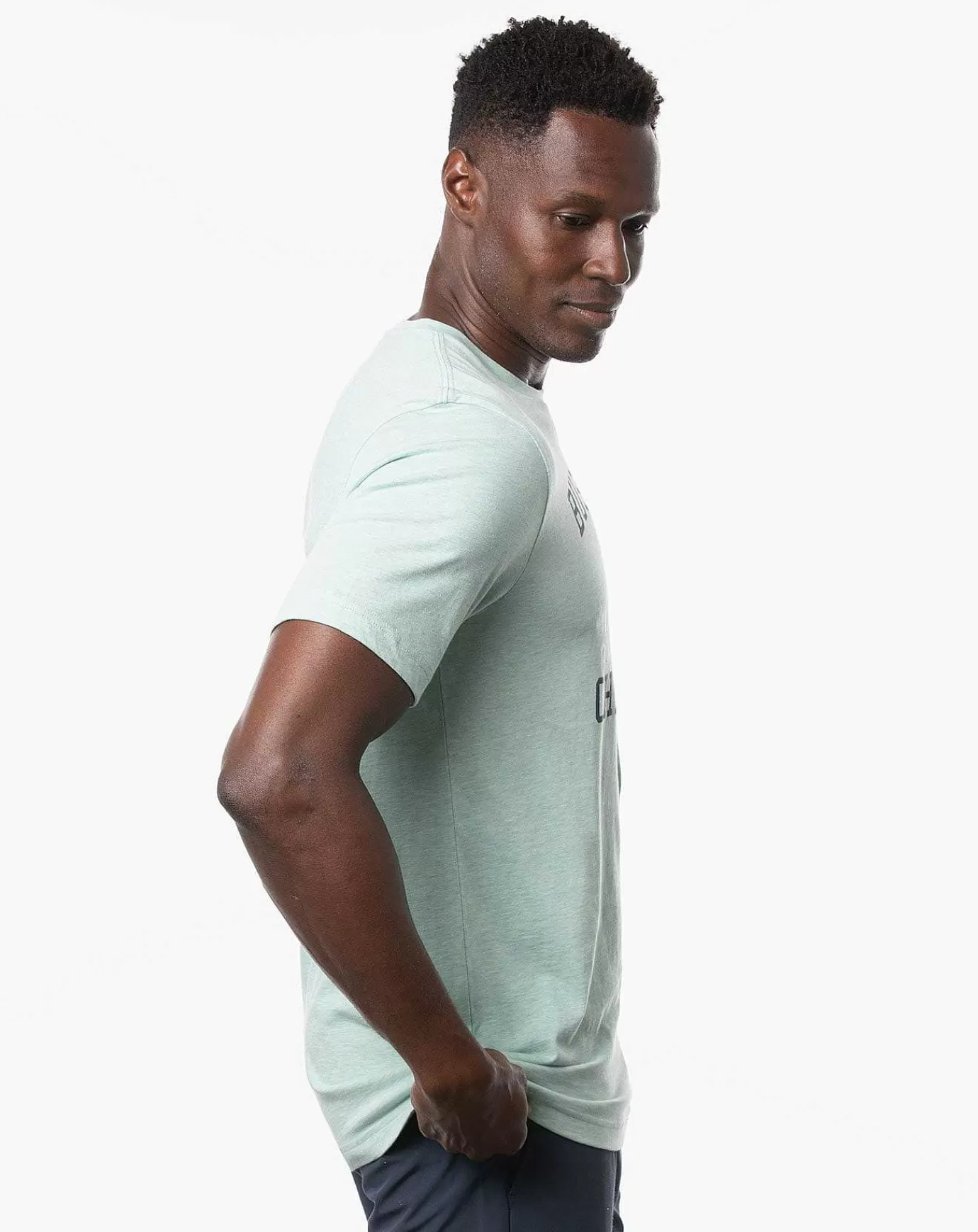 New Travis Mathew Caddy Day Tee Heather Neptune Green