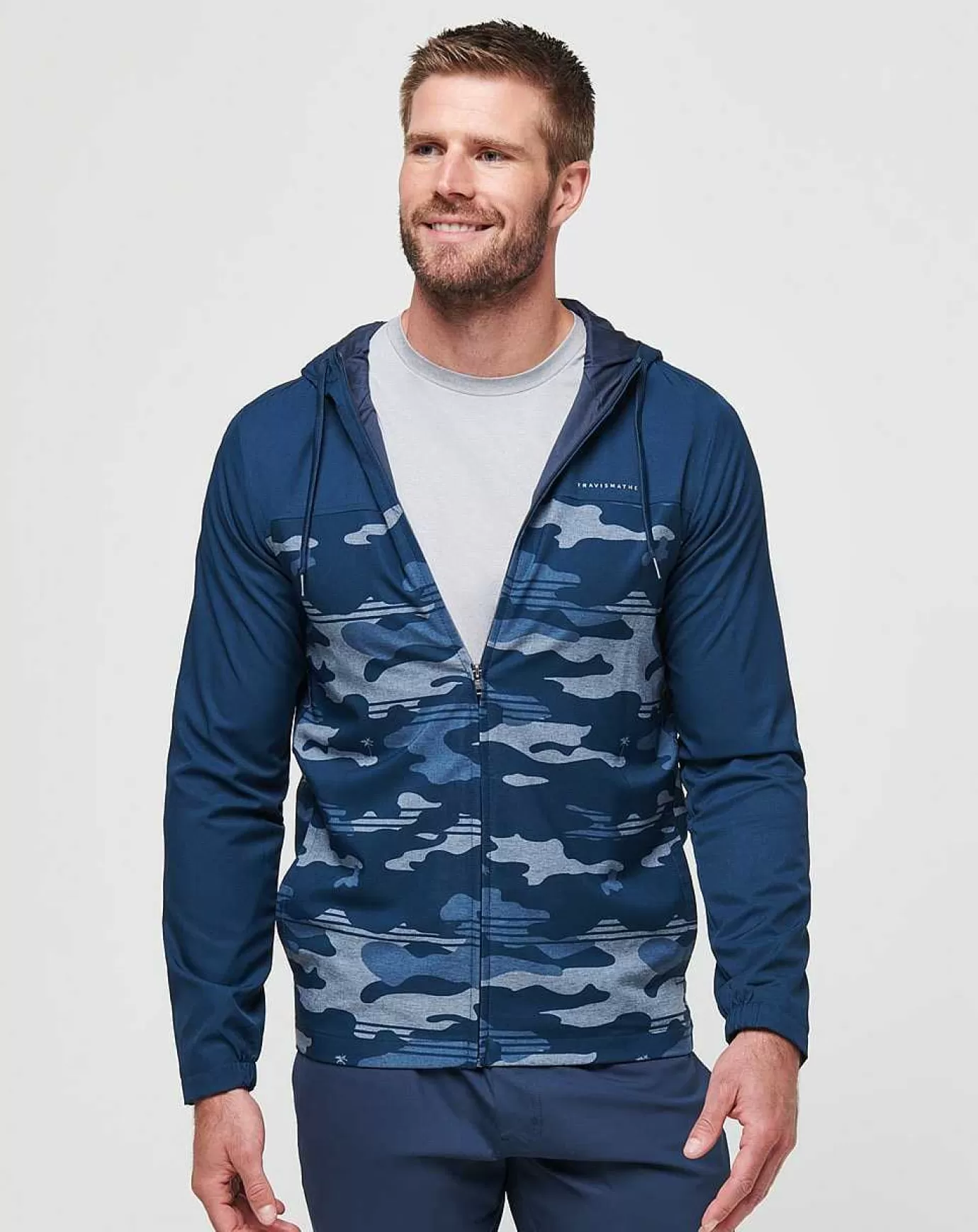 Shop Travis Mathew Camo Tech Hoodie Blue Nights