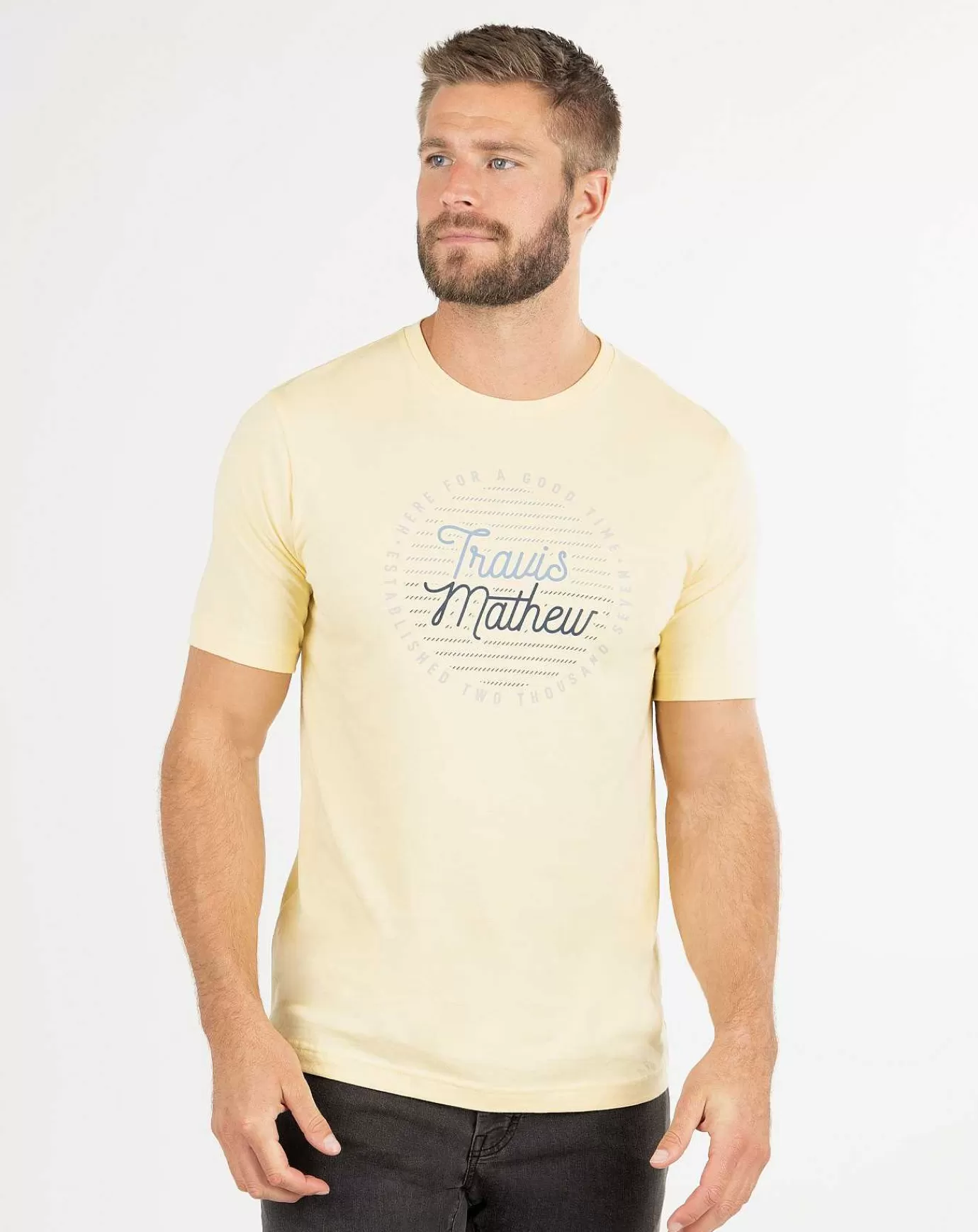 Clearance Travis Mathew Cheers My Dears Tee Heather Sunlight