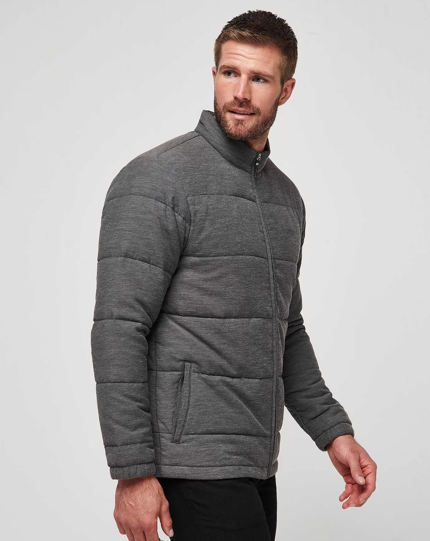 Shop Travis Mathew Climate Drop Jacket Heather Black