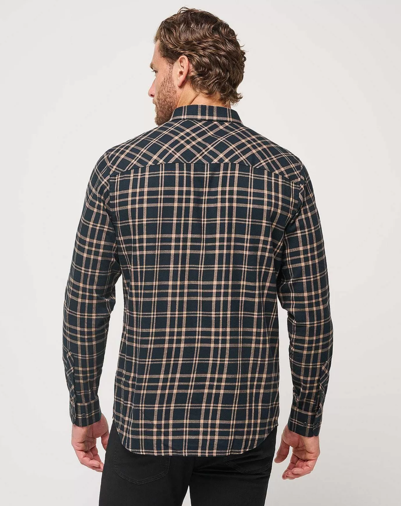 Best Sale Travis Mathew Cloud Flannel Plaid Button-Up Black/Portabella