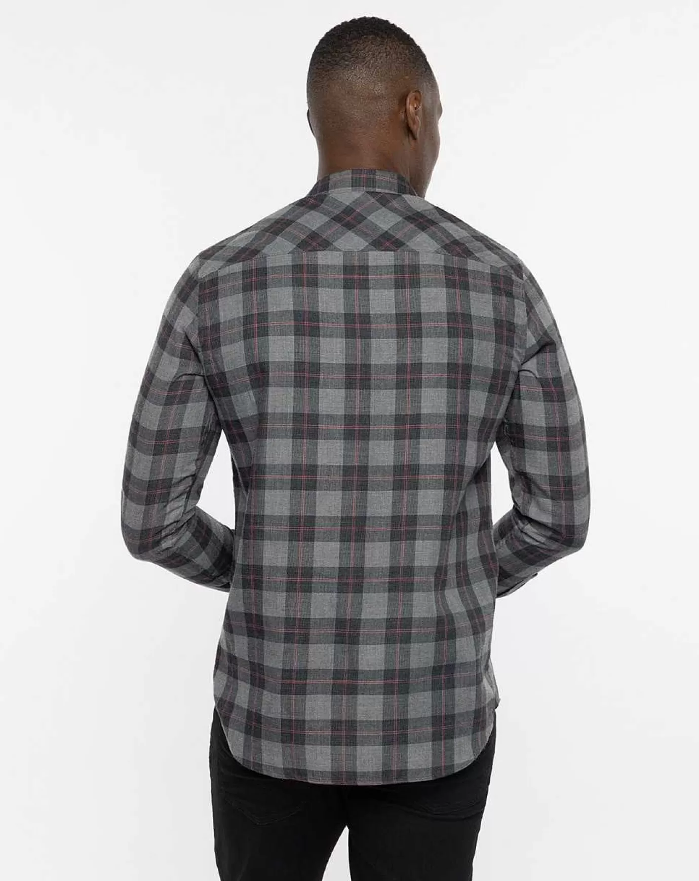 Discount Travis Mathew Cloud Flannel Plaid Button-Up Heather Black/Red