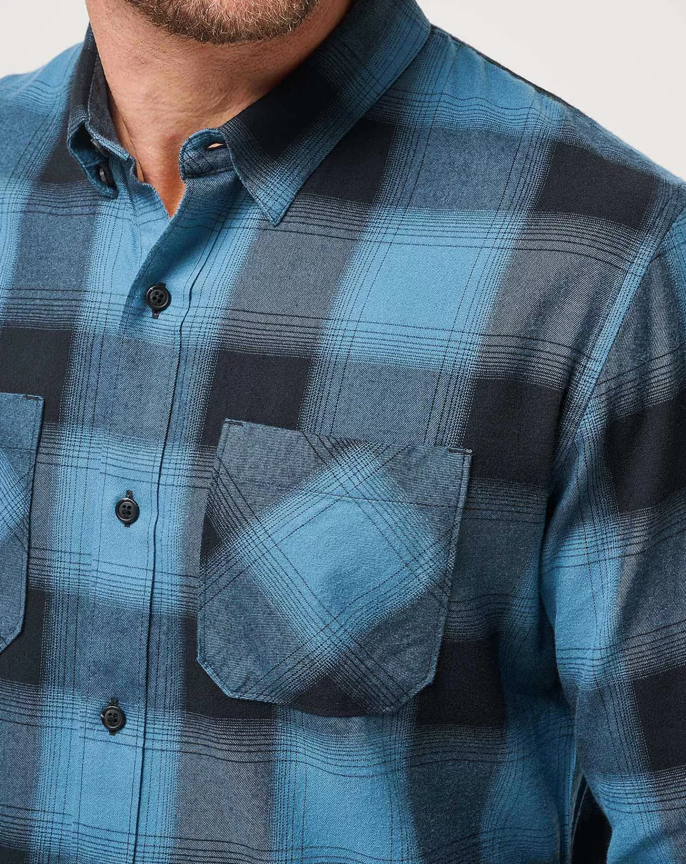 Outlet Travis Mathew Cloud Flannel Plaid Button-Up Black/Stellar Blue