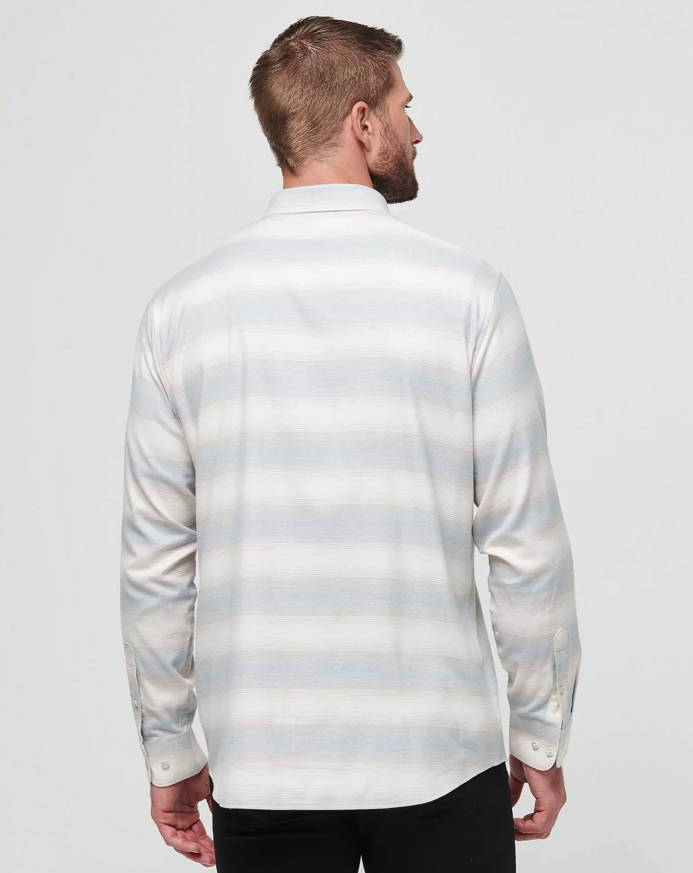 Flash Sale Travis Mathew Cloud Flannel Stripe Button-Up Moonbeam/Stellar Blue