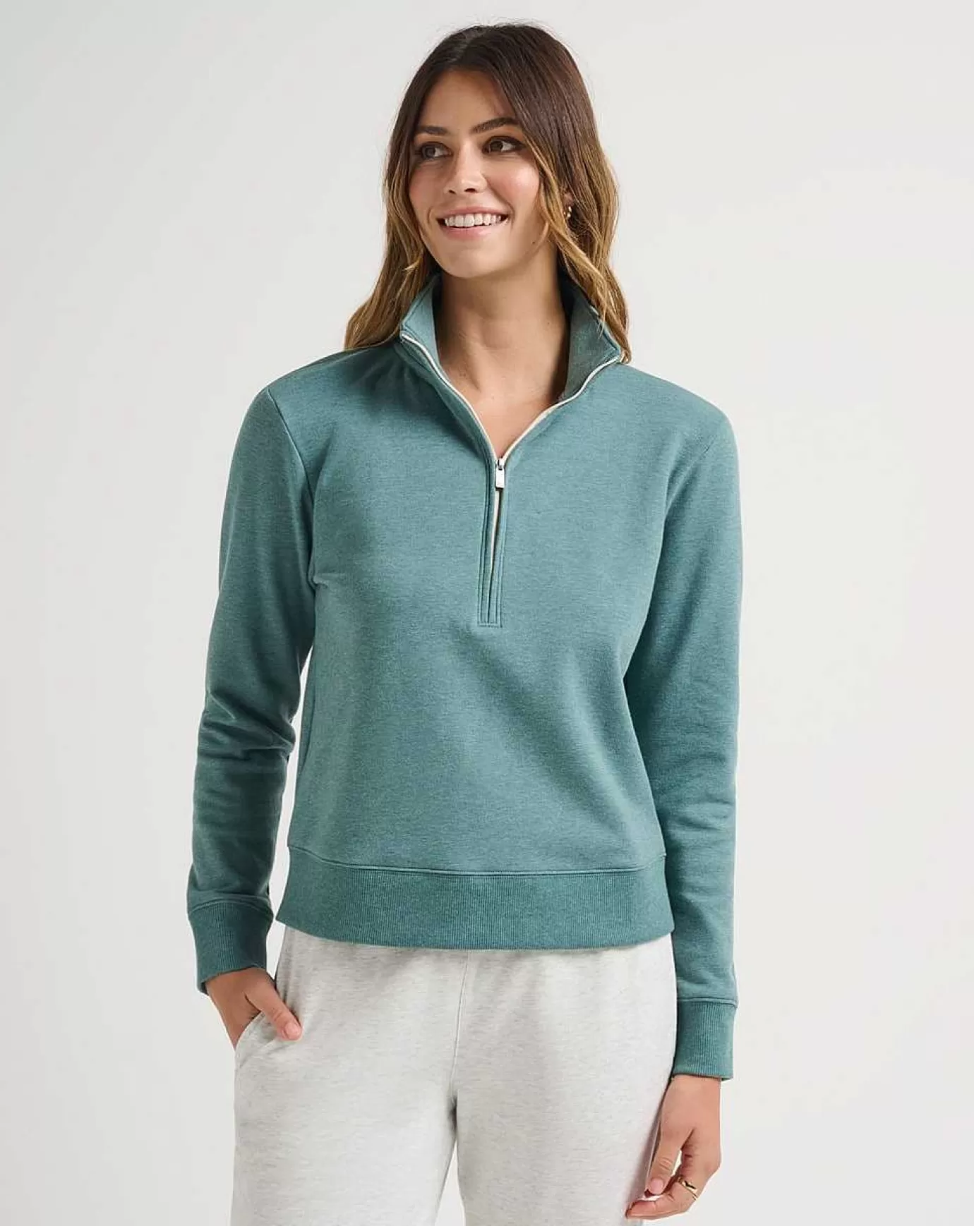 Best Travis Mathew Cloud Fleece Half Zip Heather North Atlantic