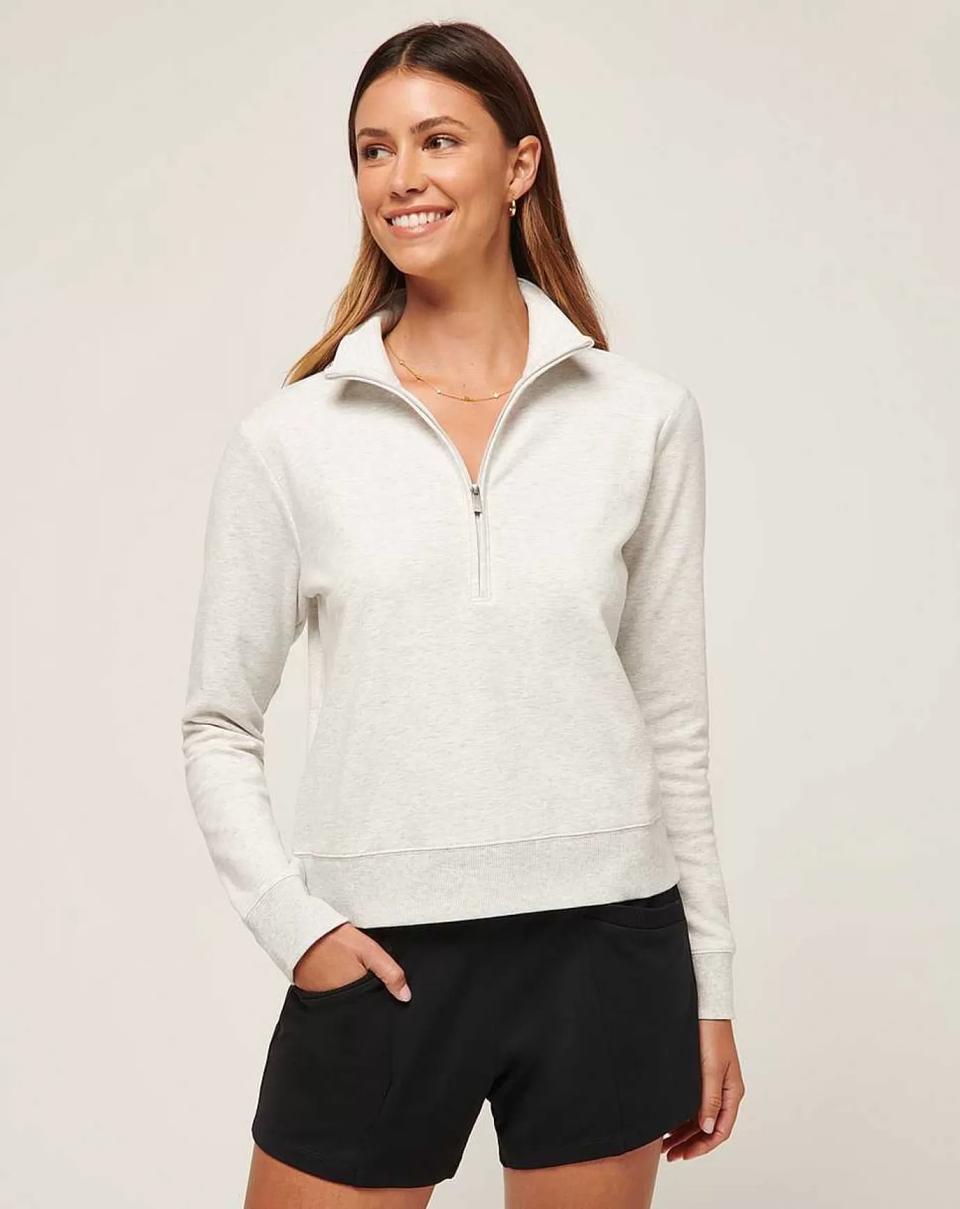 Store Travis Mathew Cloud Fleece Half Zip Heather Light Grey