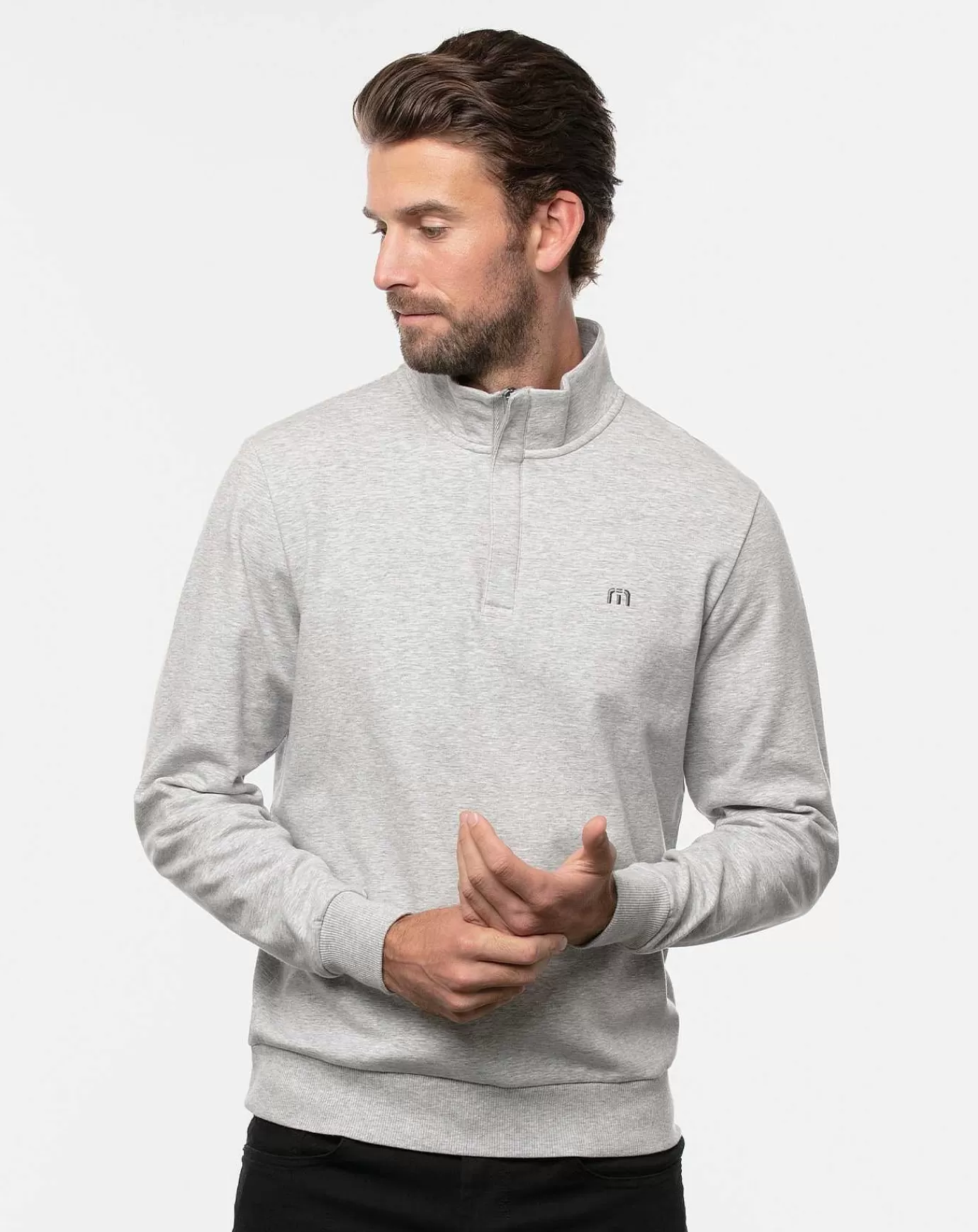 Outlet Travis Mathew Cloud Quarter Zip 2.0 Heather Light Grey