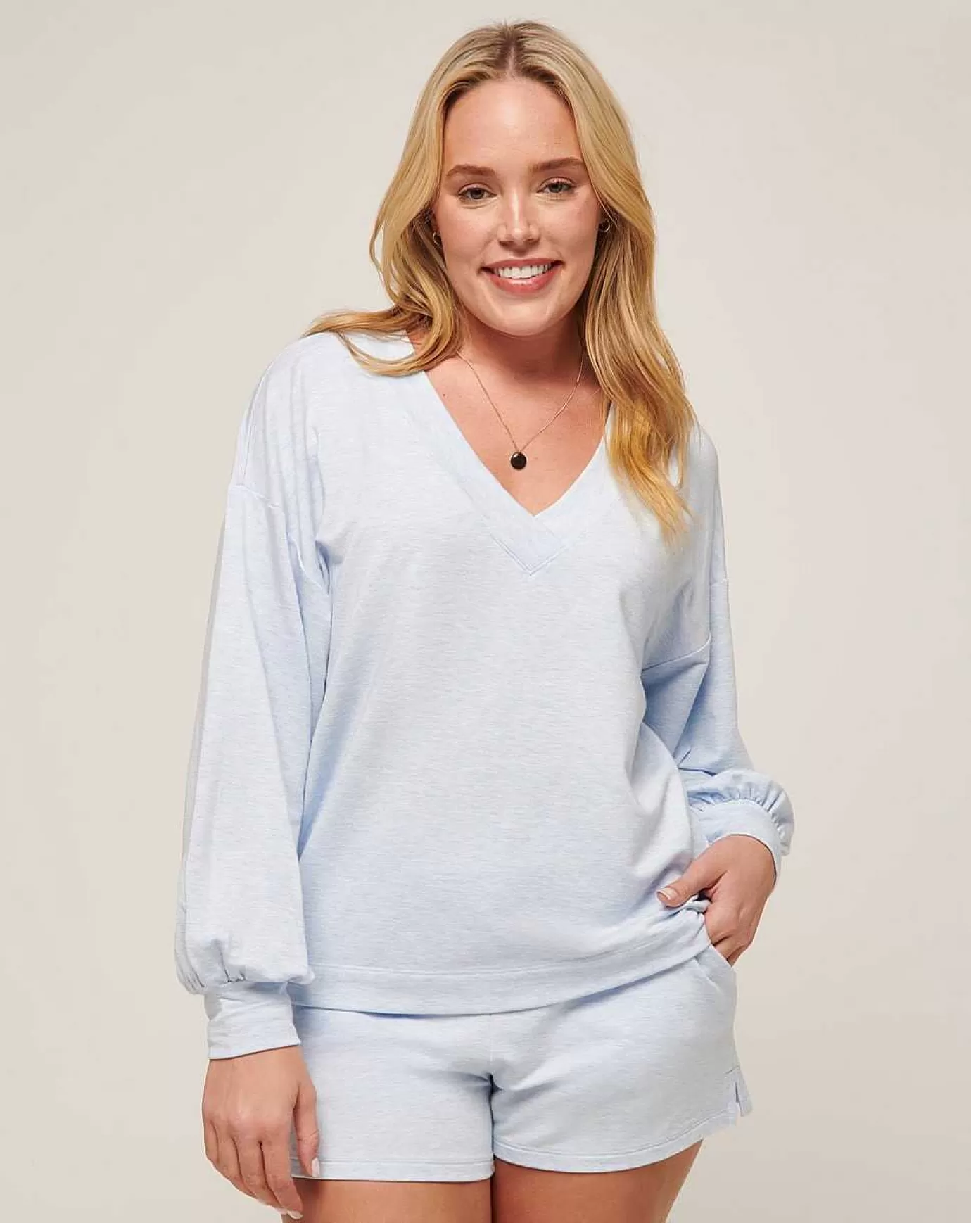 Shop Travis Mathew Cloud Terry Vneck Top Heather Kentucky Blue