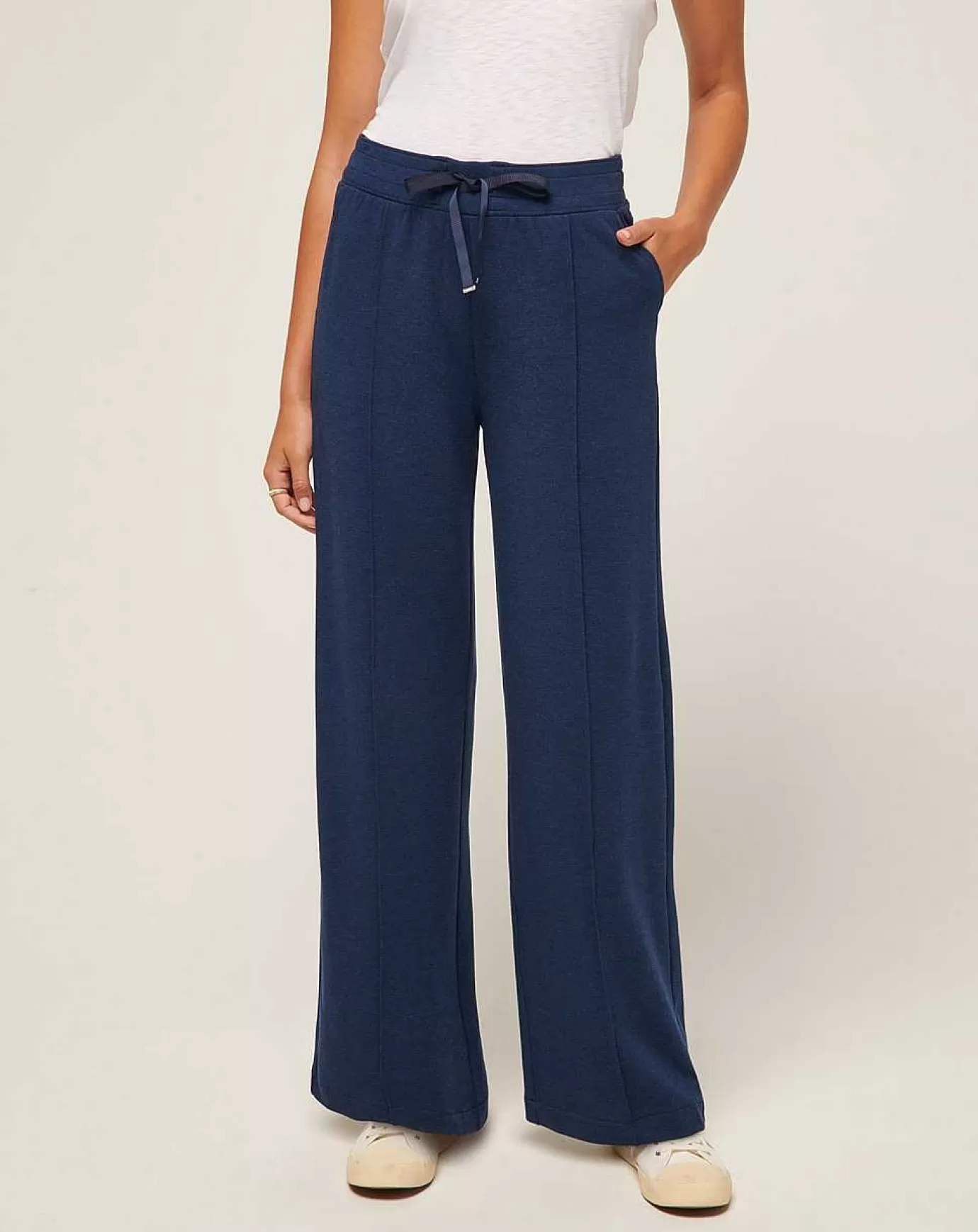 Fashion Travis Mathew Connecting Flight Cloud Terry Wide Leg Pant Heather Naval Academy