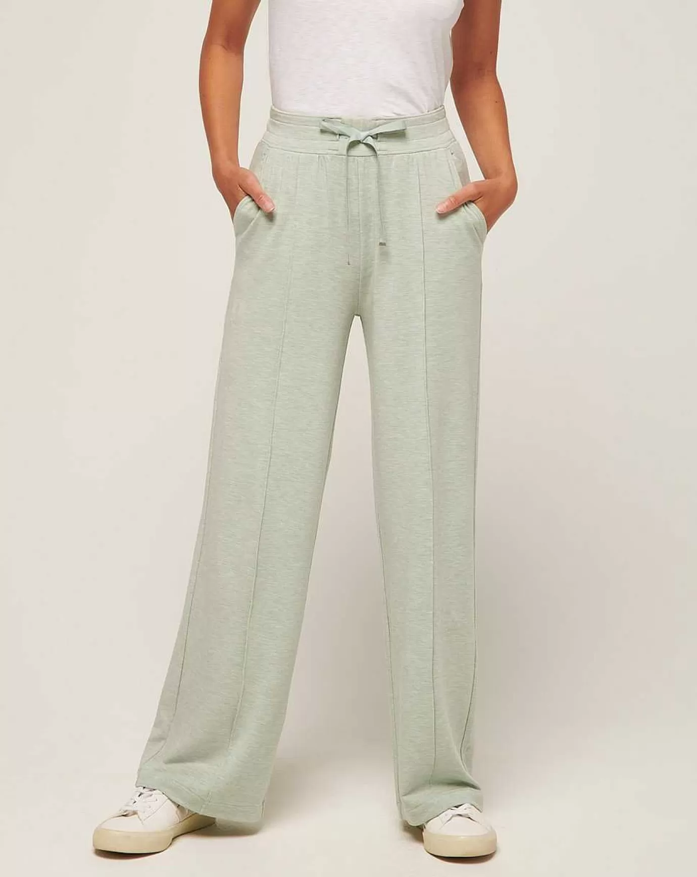 Flash Sale Travis Mathew Connecting Flight Cloud Terry Wide Leg Pant Heather Desert Sage