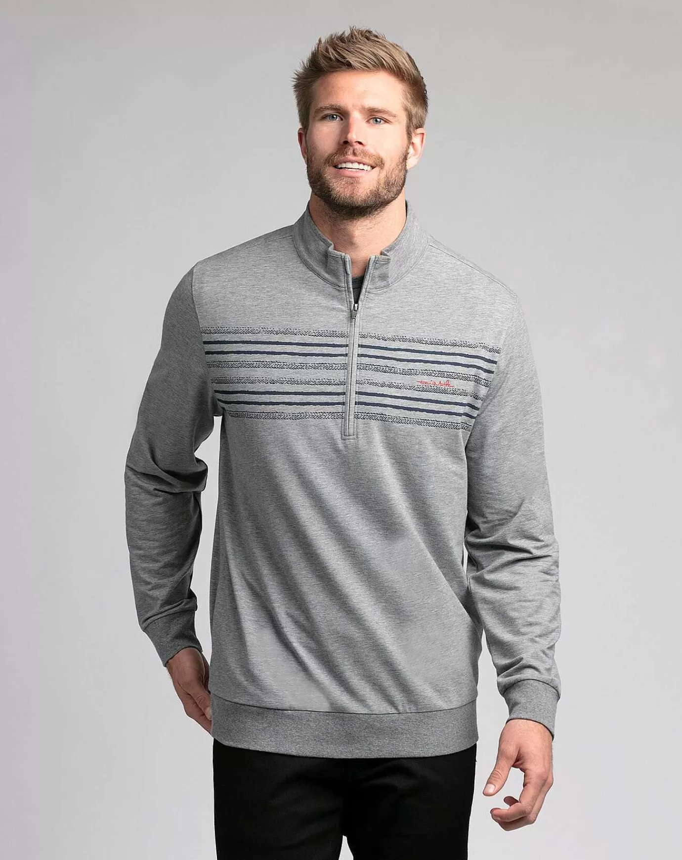 Best Sale Travis Mathew Duck Boat Quarter Zip Heather Quiet Shade