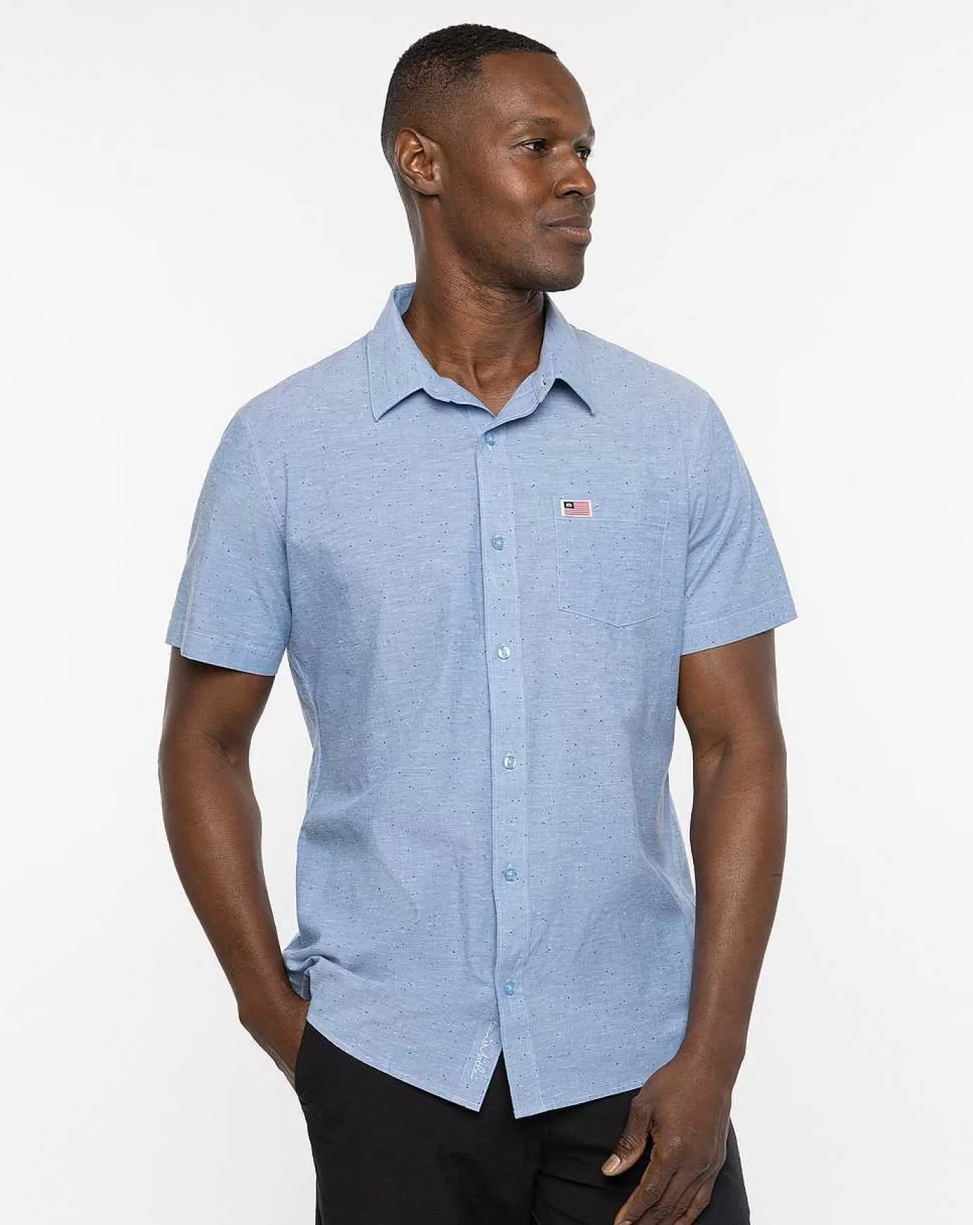 Flash Sale Travis Mathew Eagle Pride Button-Up Heather Blue