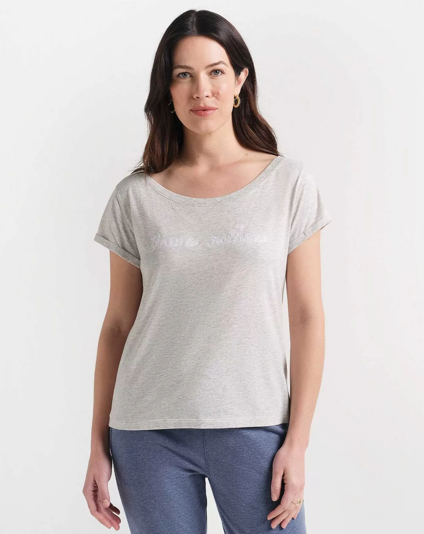 Hot Travis Mathew Girl Talk Tm Embroidered Tee Heather Light Grey