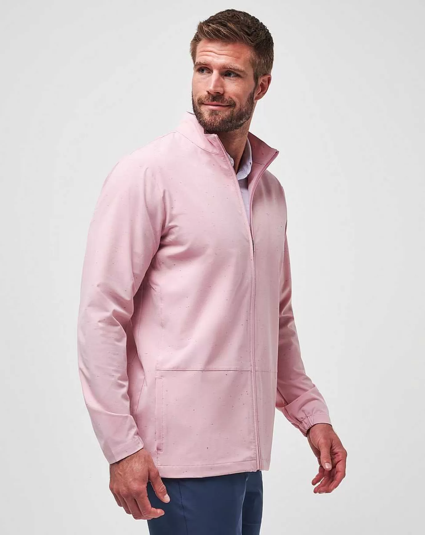 Sale Travis Mathew Going Off Full Zip Heather Blush