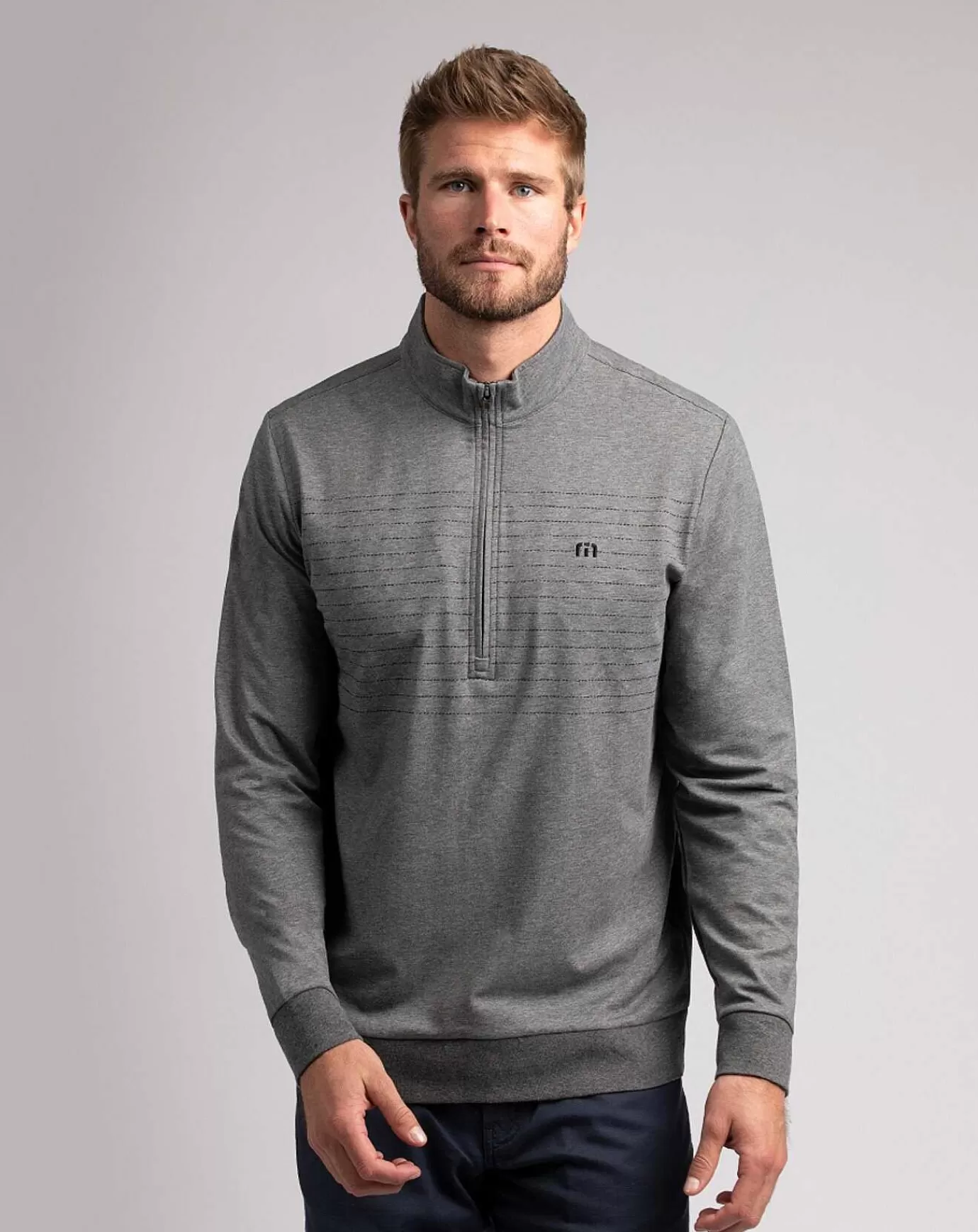 Online Travis Mathew Golden Gate Quarter Zip Heather Dark Shadow