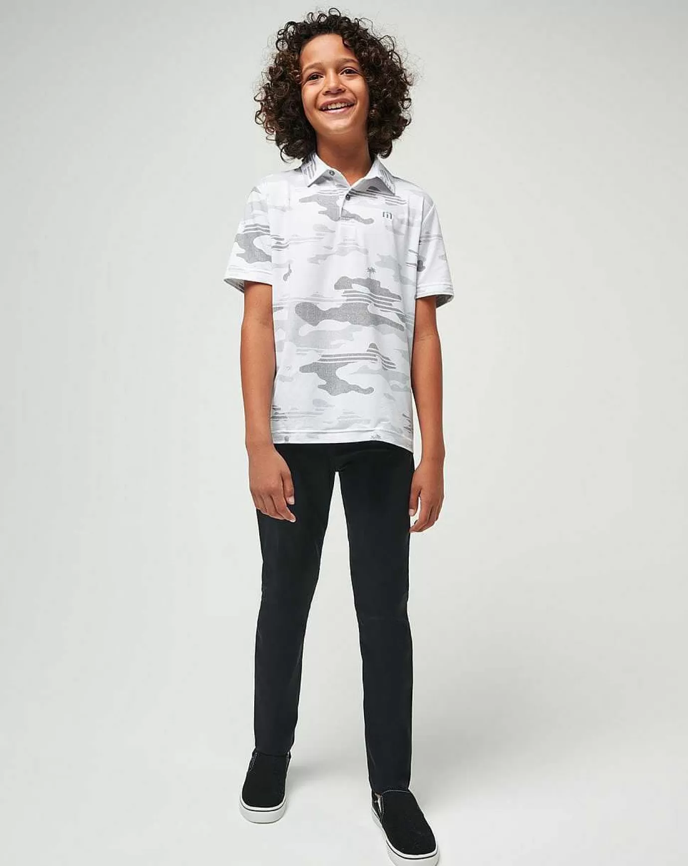 Best Sale Travis Mathew Heater Camo Youth Polo White