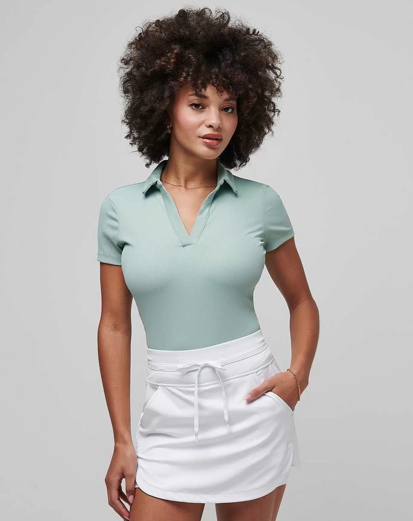 Sale Travis Mathew Moveknit Vneck Polo Jade