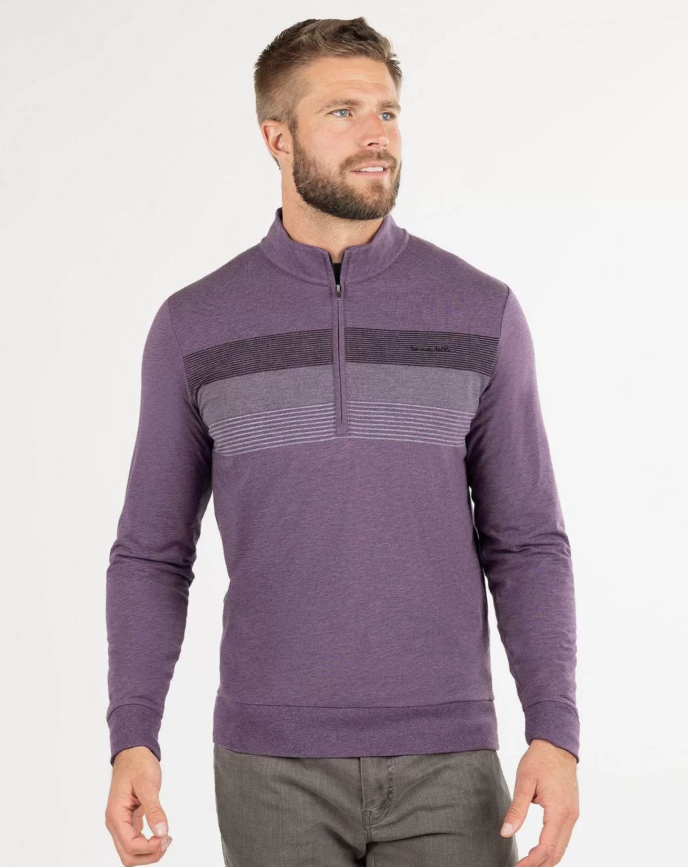 Cheap Travis Mathew Pioneer Quarter Zip Heather Sweet Grape