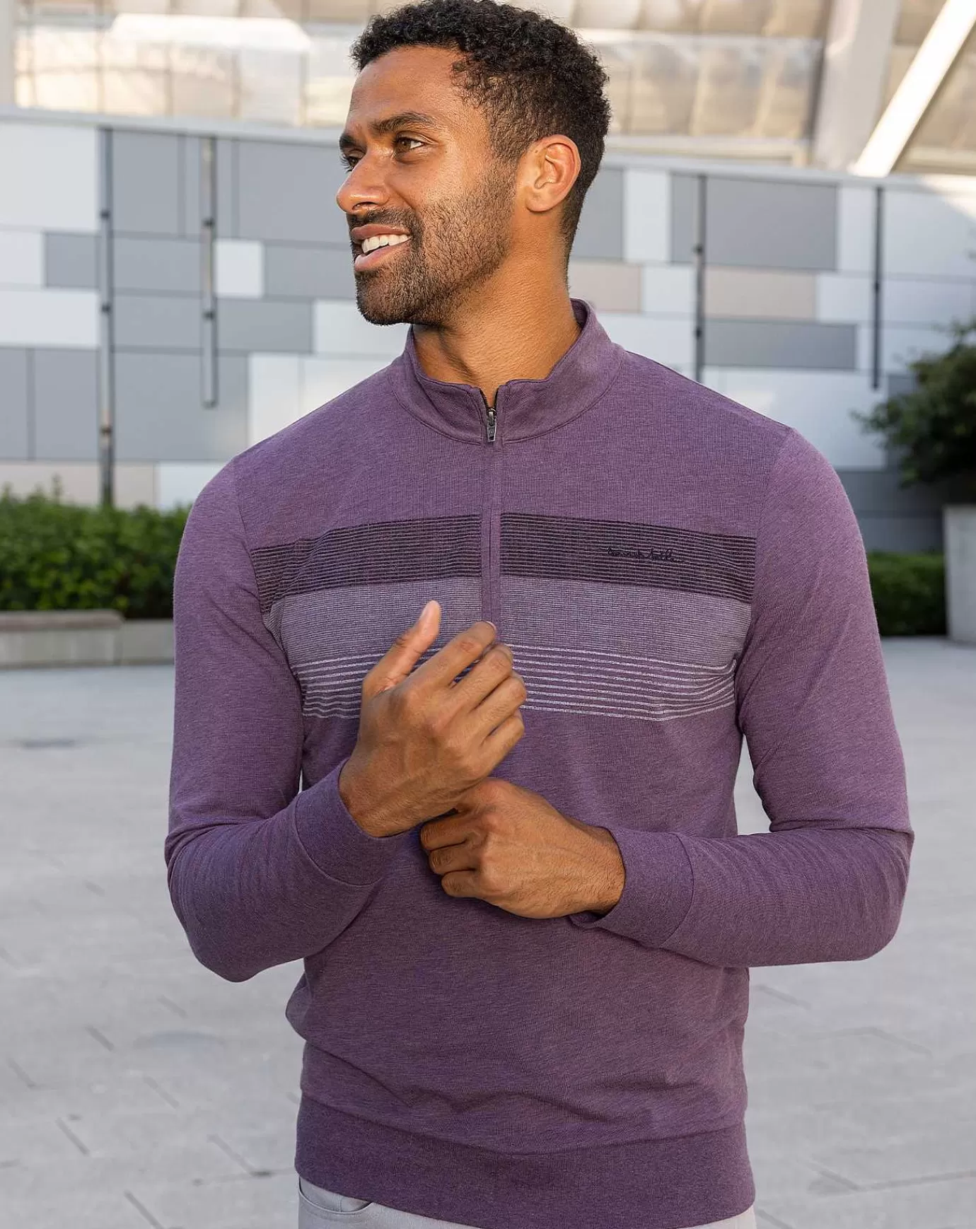 Cheap Travis Mathew Pioneer Quarter Zip Heather Sweet Grape