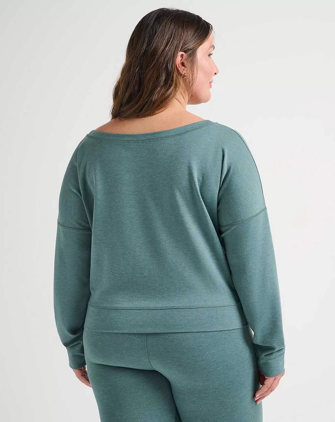 Best Sale Travis Mathew Portugal Off The Shoulder Ponte Top Heather North Atlantic