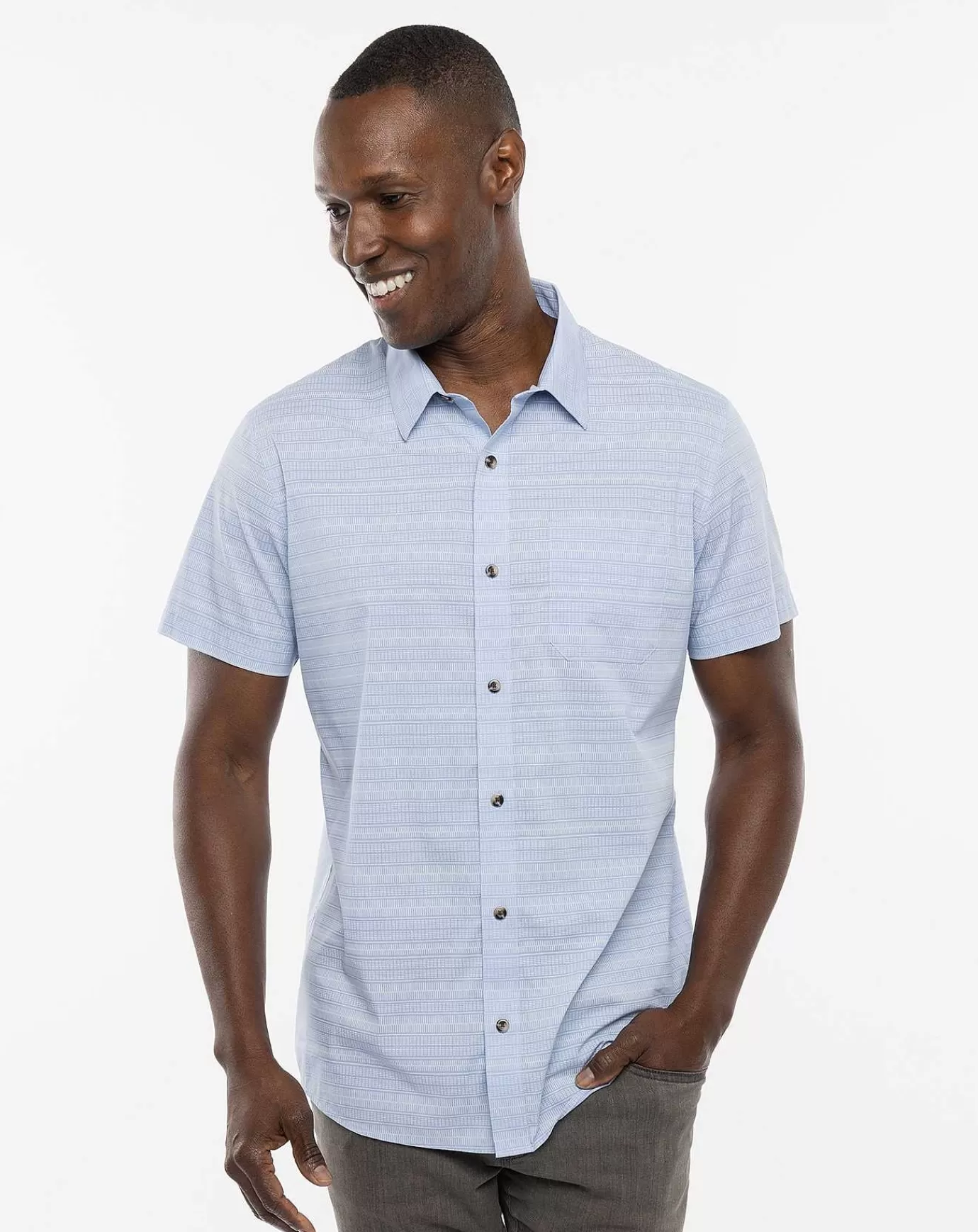 Store Travis Mathew Presidio Heights Button-Up Heather Bel Air Blue