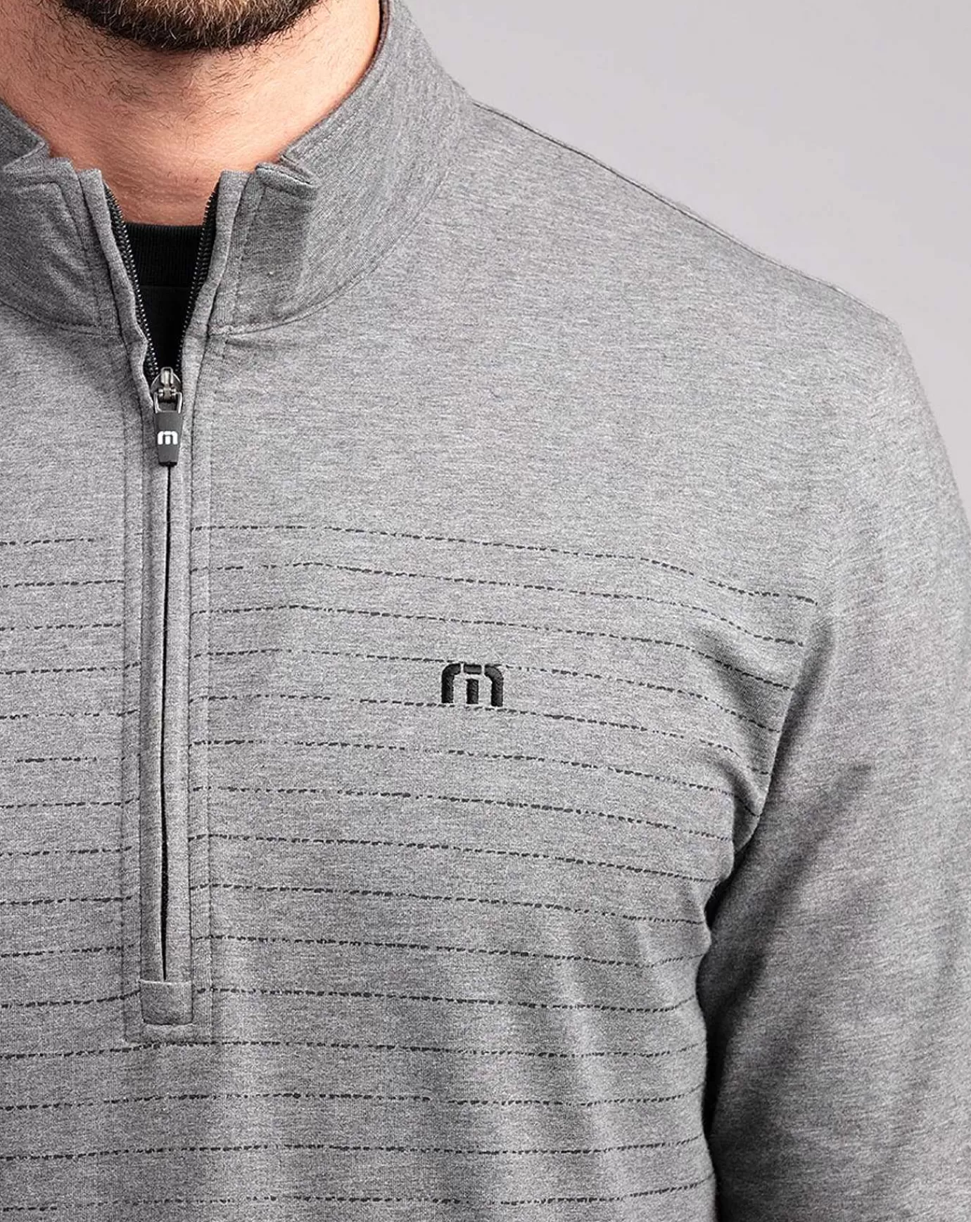 Shop Travis Mathew Quarterback Sneak Quarter Zip Heather Dark Shadow