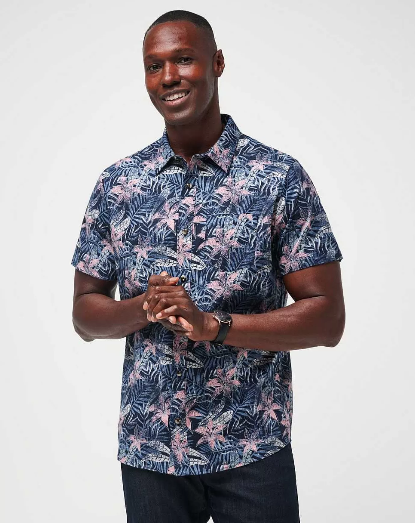 New Travis Mathew Shoot The Channel Button-Up Heather Total Eclipse