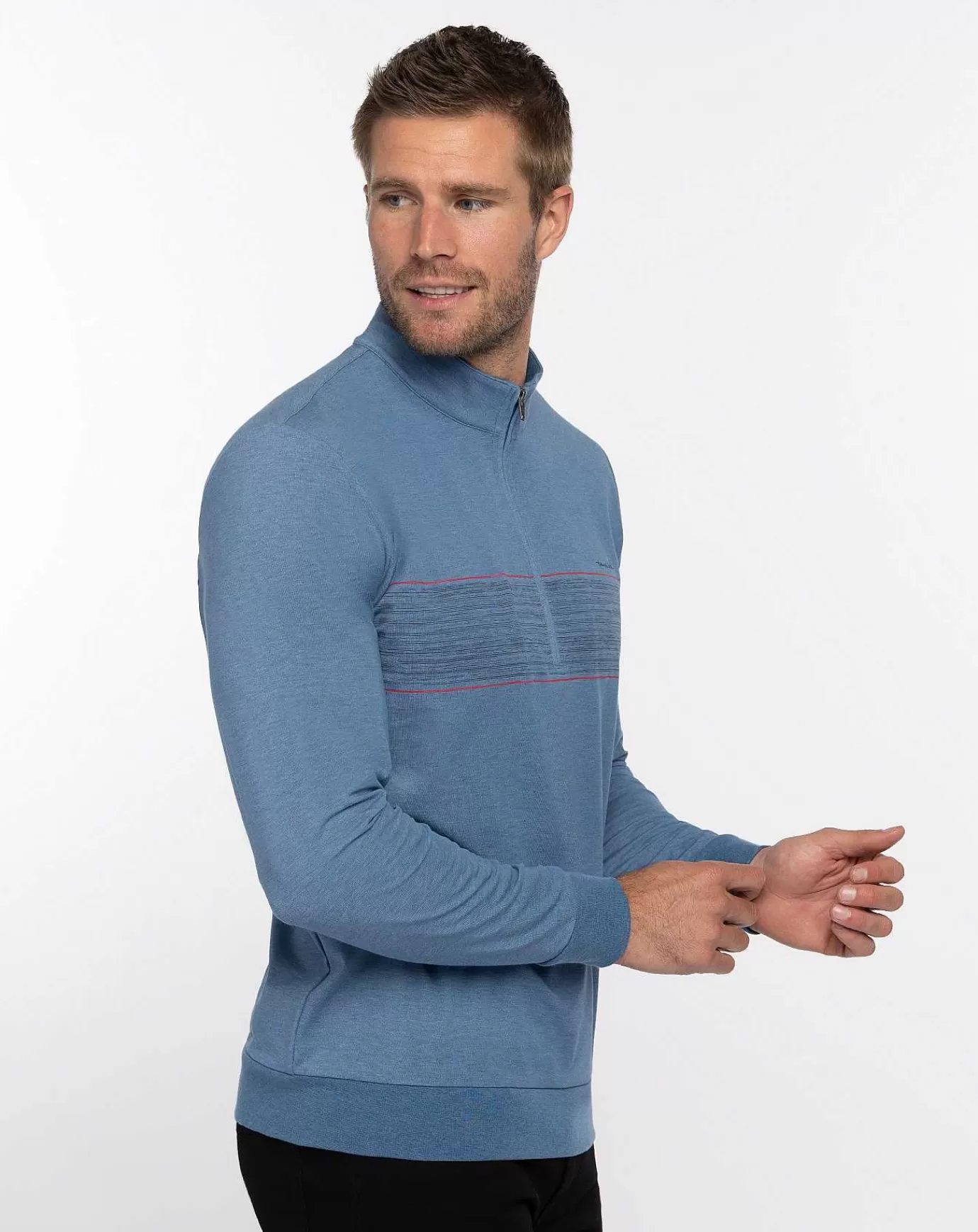Store Travis Mathew Splash Of Color Quarter Zip Heather Mid Blue