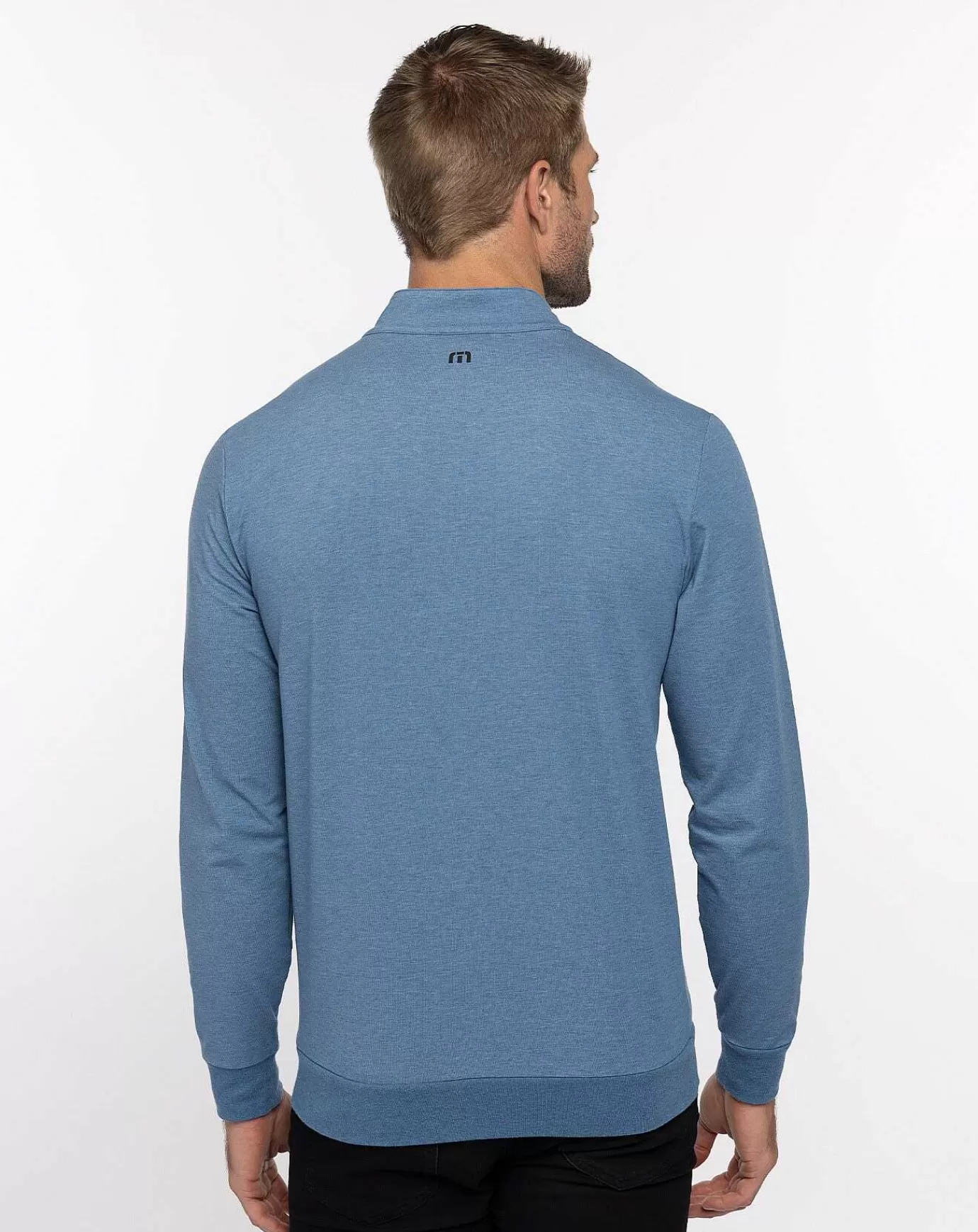 Store Travis Mathew Splash Of Color Quarter Zip Heather Mid Blue
