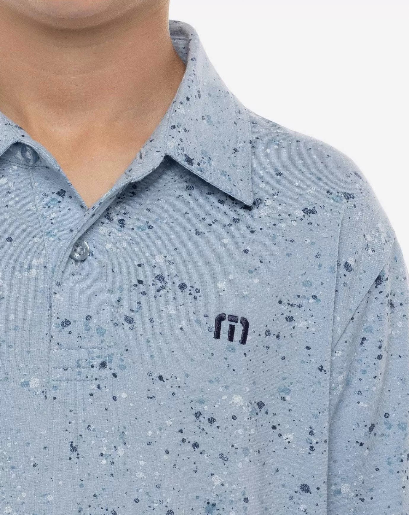 Best Travis Mathew Splatter Print Youth Polo Heather Ash Blue