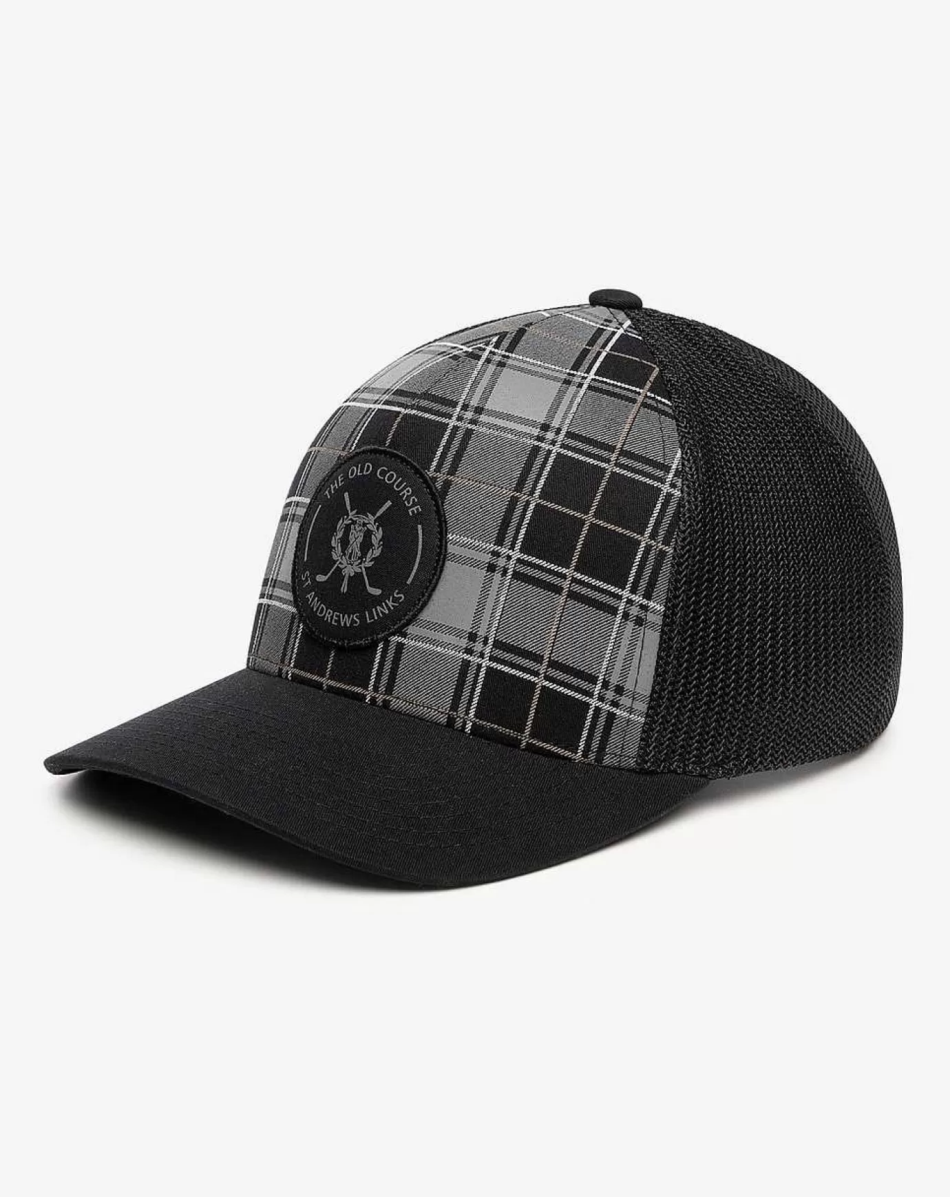 New Travis Mathew St Andrews Highland Plaid Snapback Hat Black