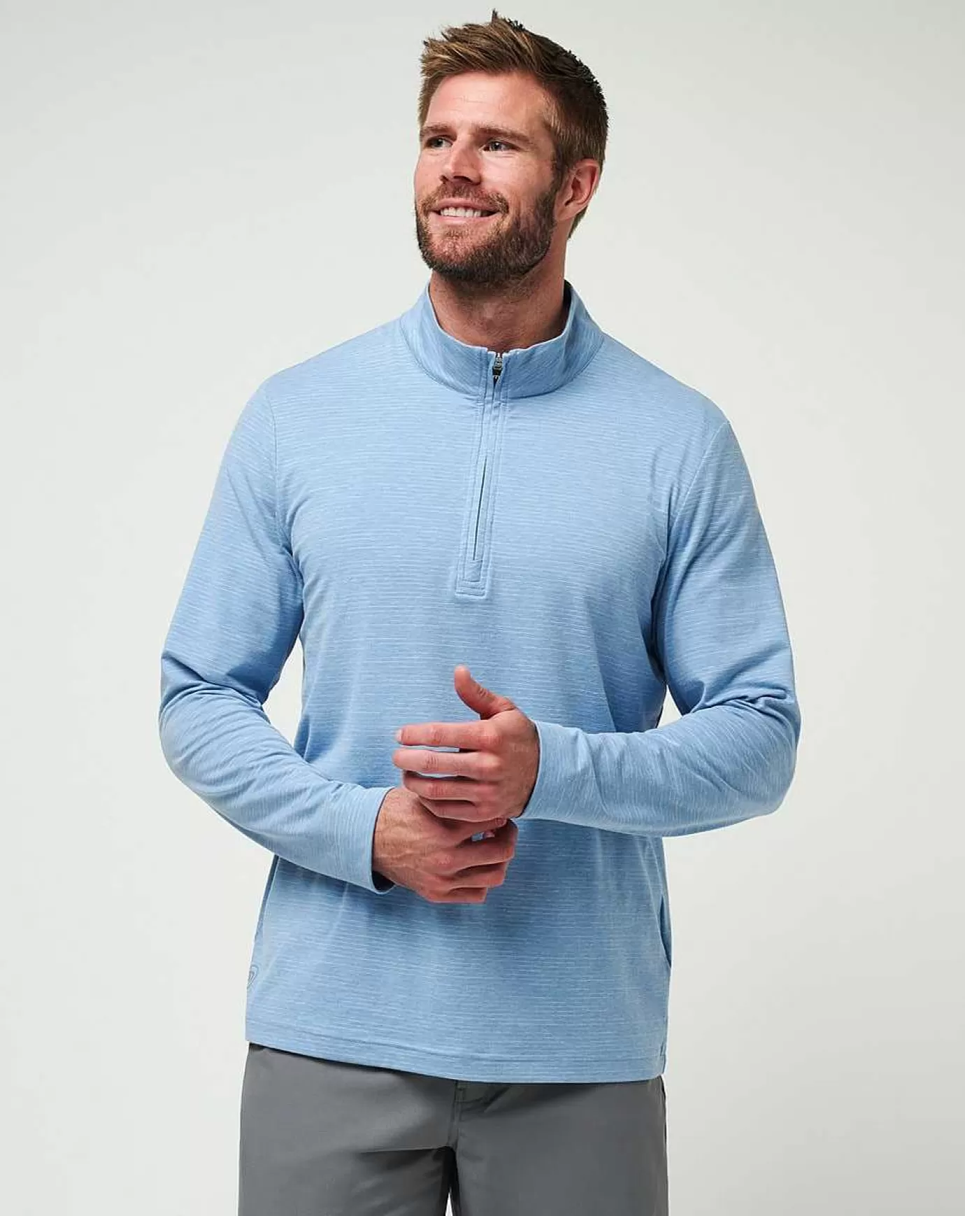 Clearance Travis Mathew The Heater Quarter Zip Heather Blue