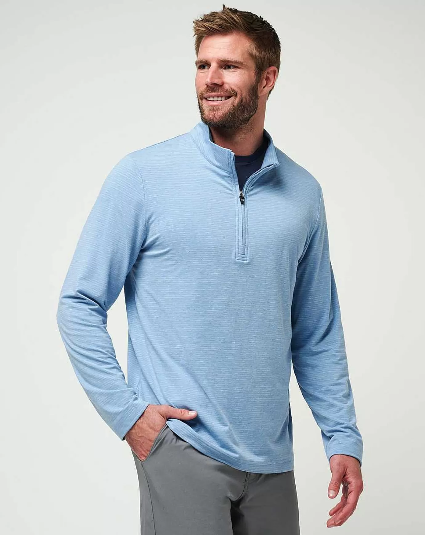 Clearance Travis Mathew The Heater Quarter Zip Heather Blue