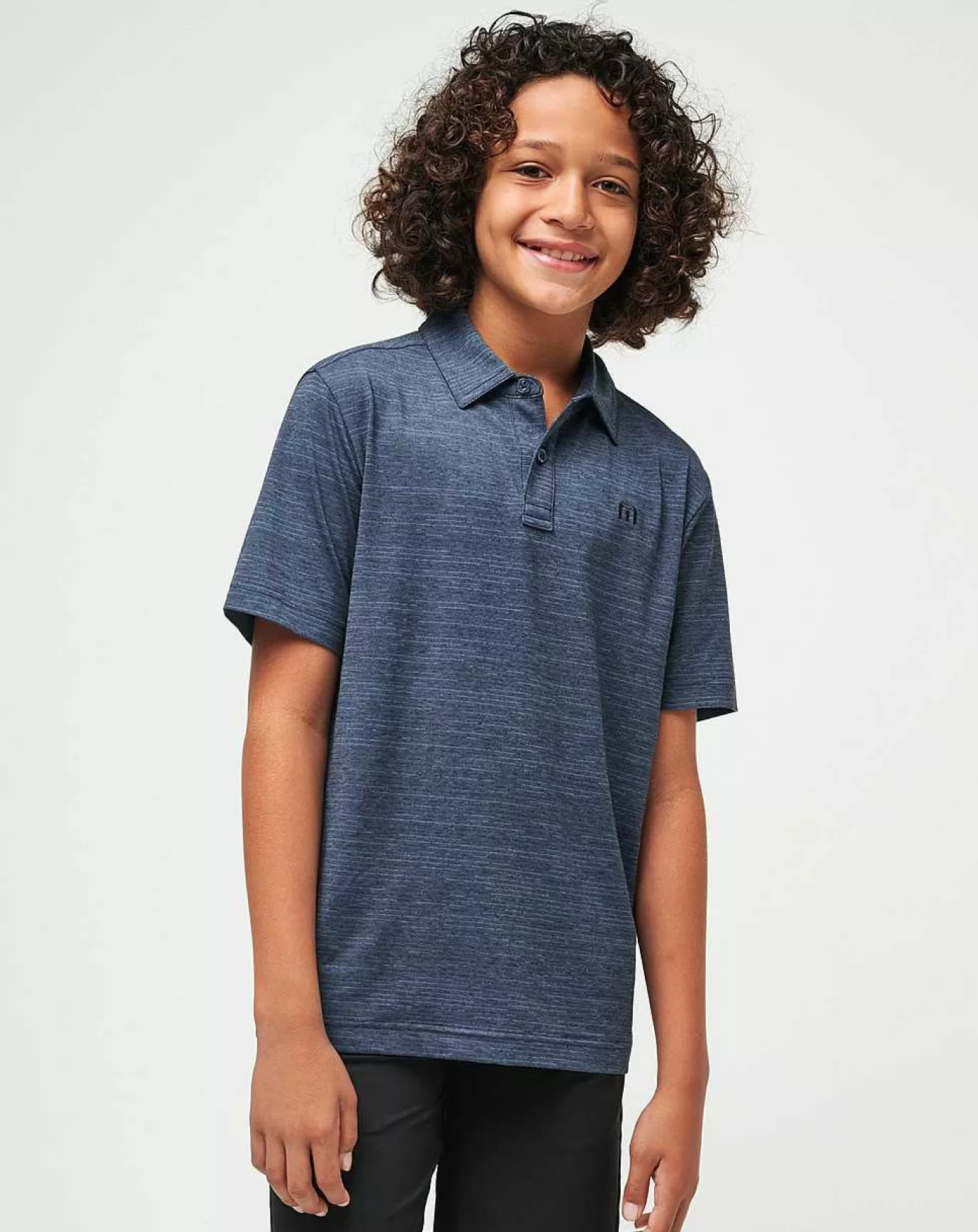 Sale Travis Mathew The Heater Youth Polo Vintage Indigo/Black