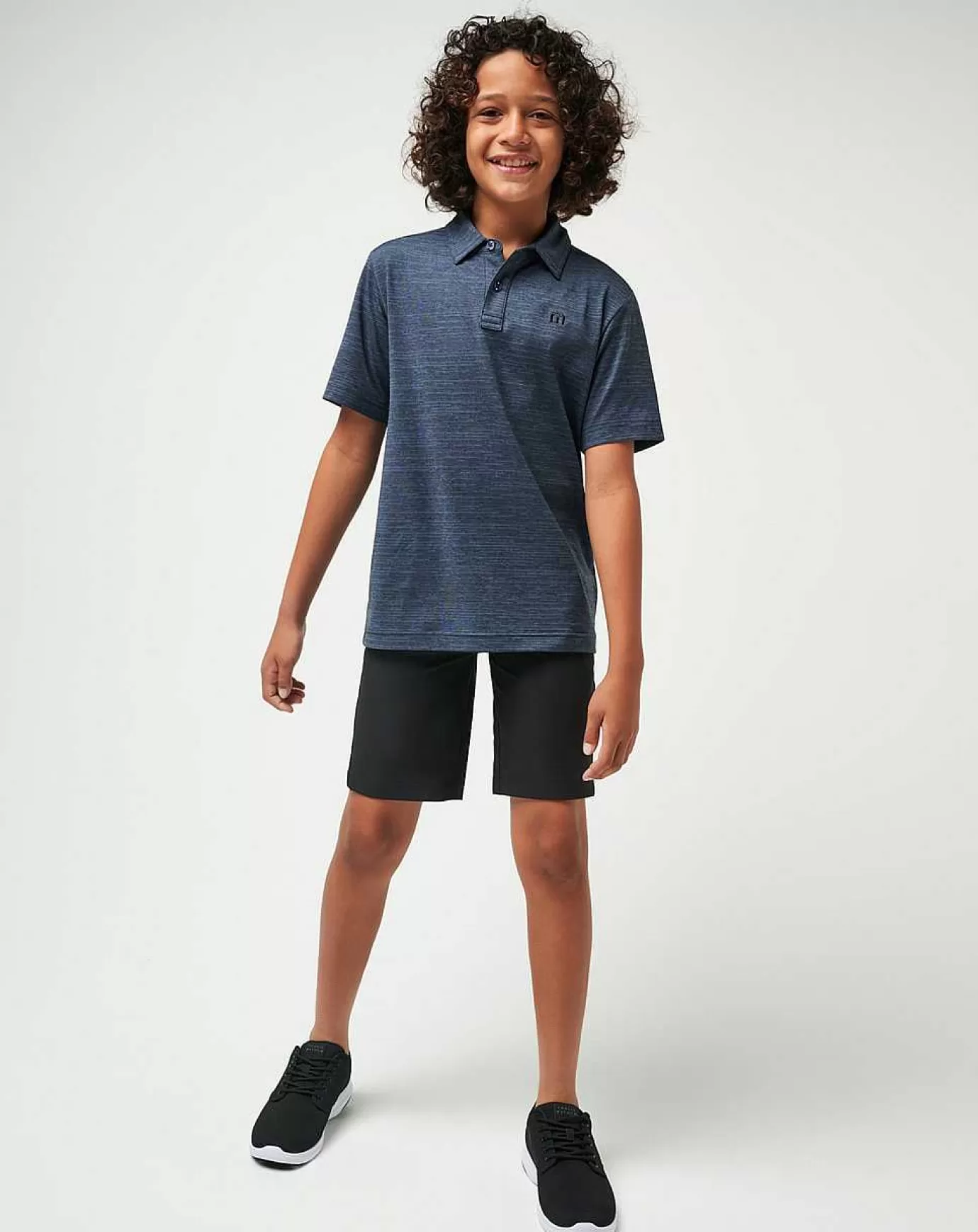 Sale Travis Mathew The Heater Youth Polo Vintage Indigo/Black