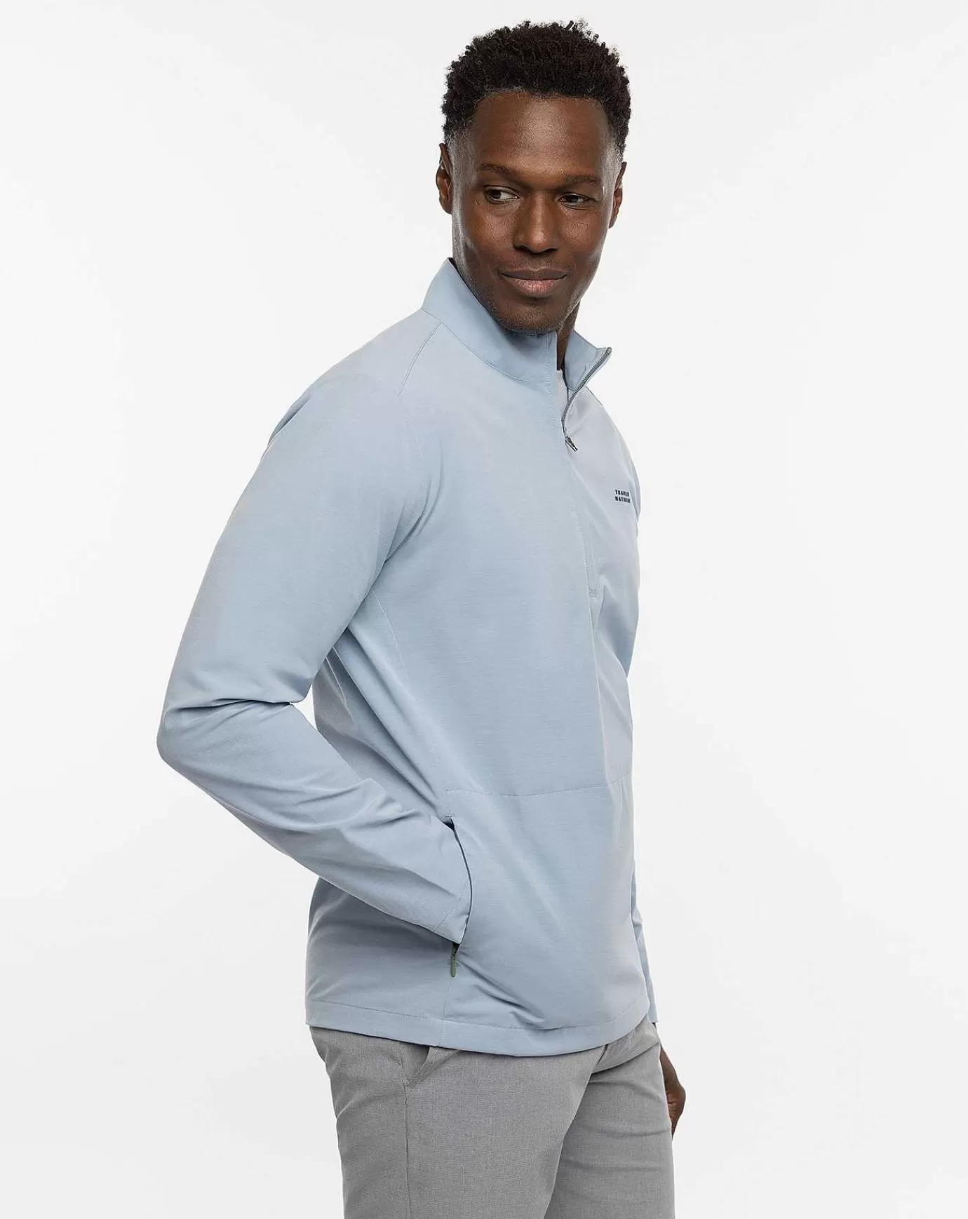 Sale Travis Mathew Twin Fin Quarter Zip Heather Ash Blue