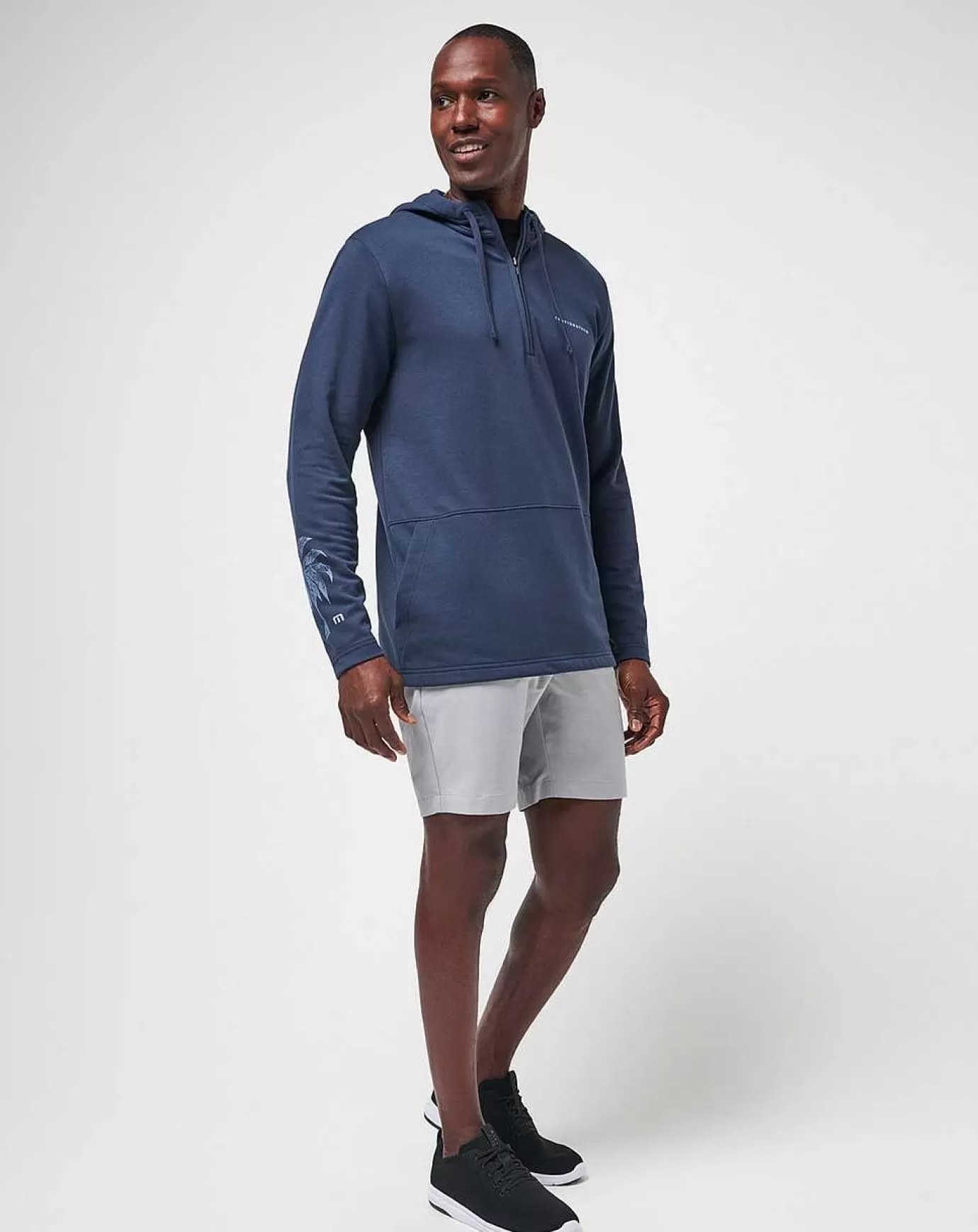 Clearance Travis Mathew Upgraded Palm Hoodie Quarter Zip Total Eclipse