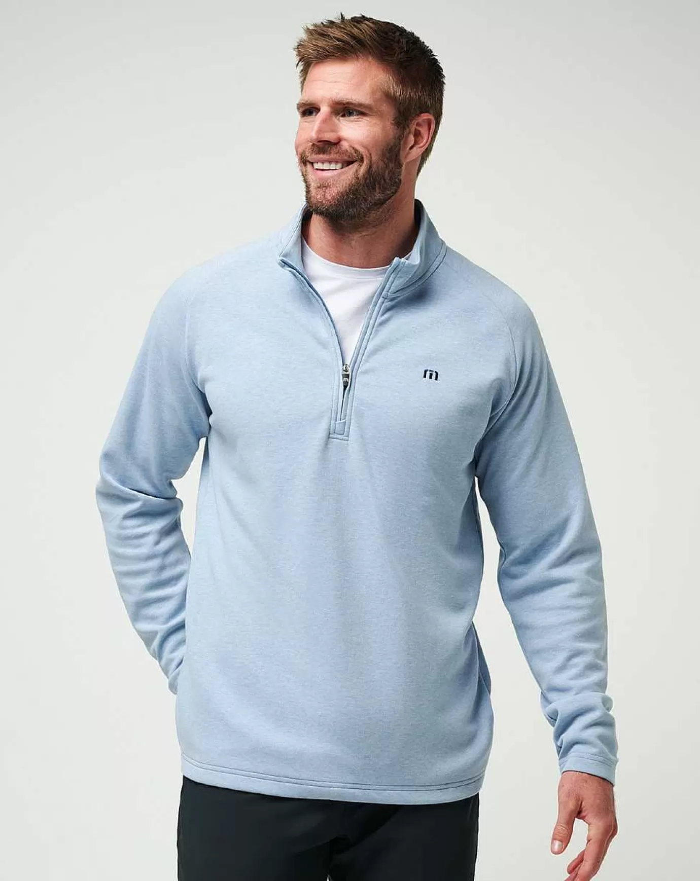 Cheap Travis Mathew Upgraded Quarter Zip Light Blue