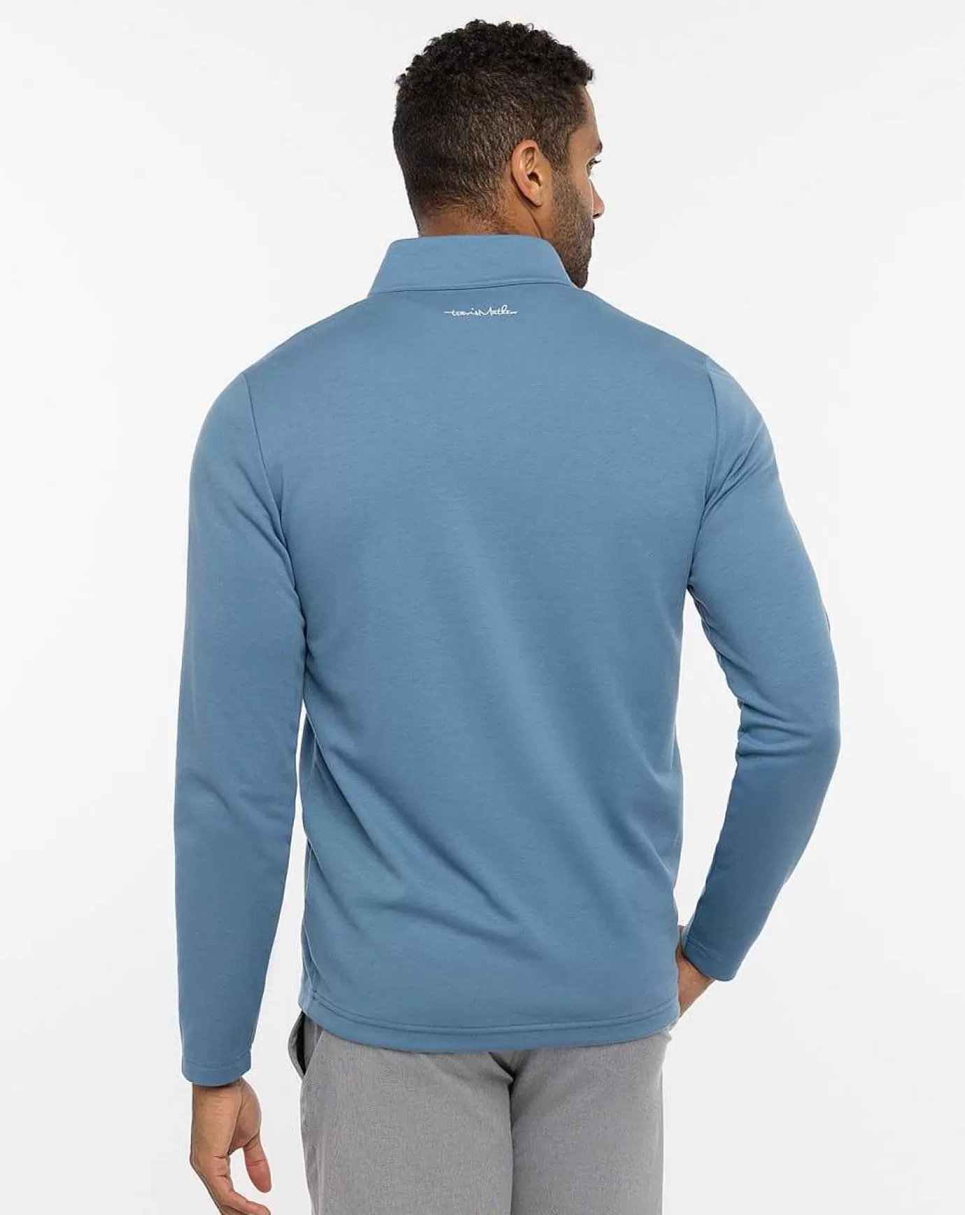 Sale Travis Mathew Upgraded Striped Quarter Zip Stellar Blue Chest Stripe