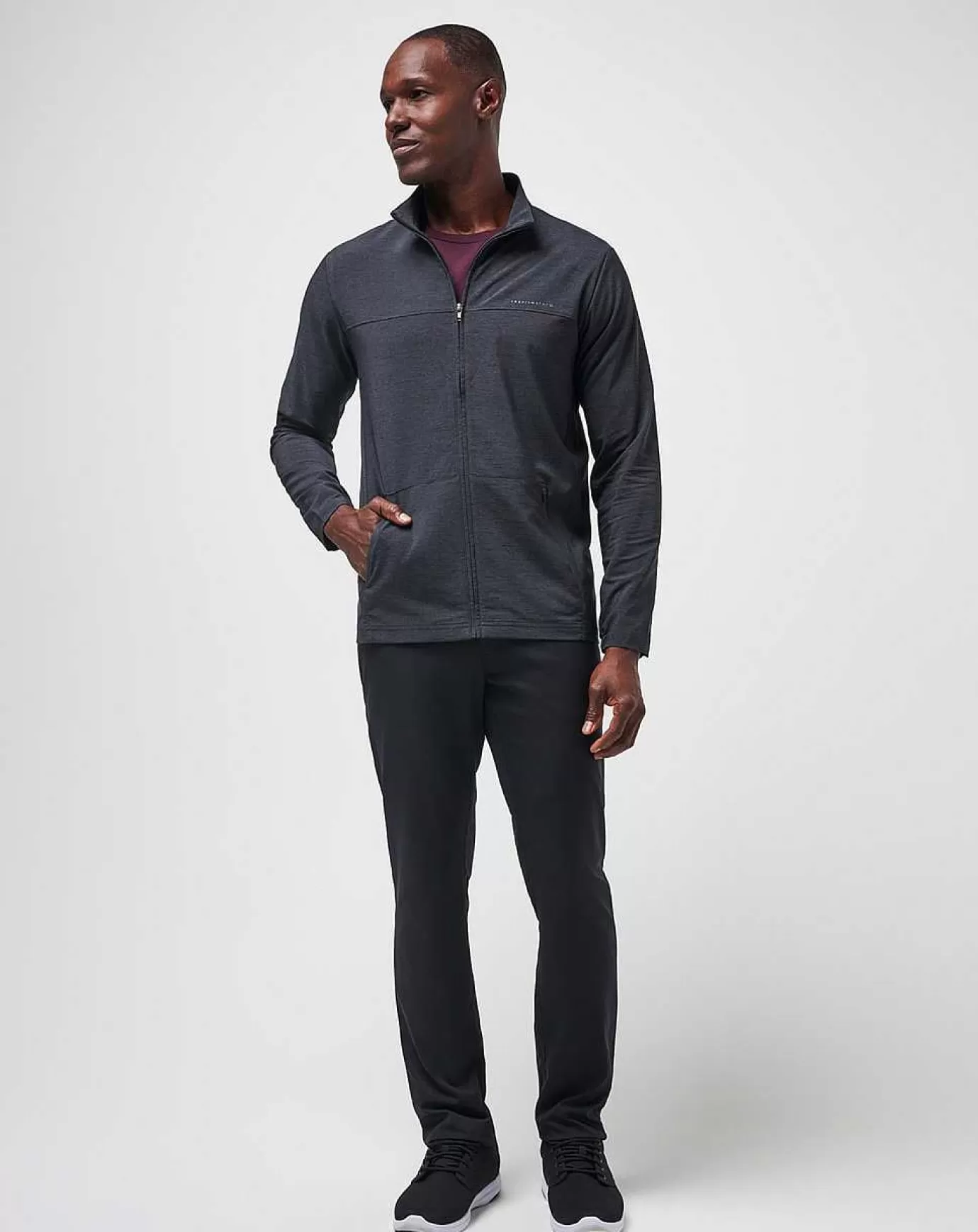 New Travis Mathew Valley View Full Zip Heather Black