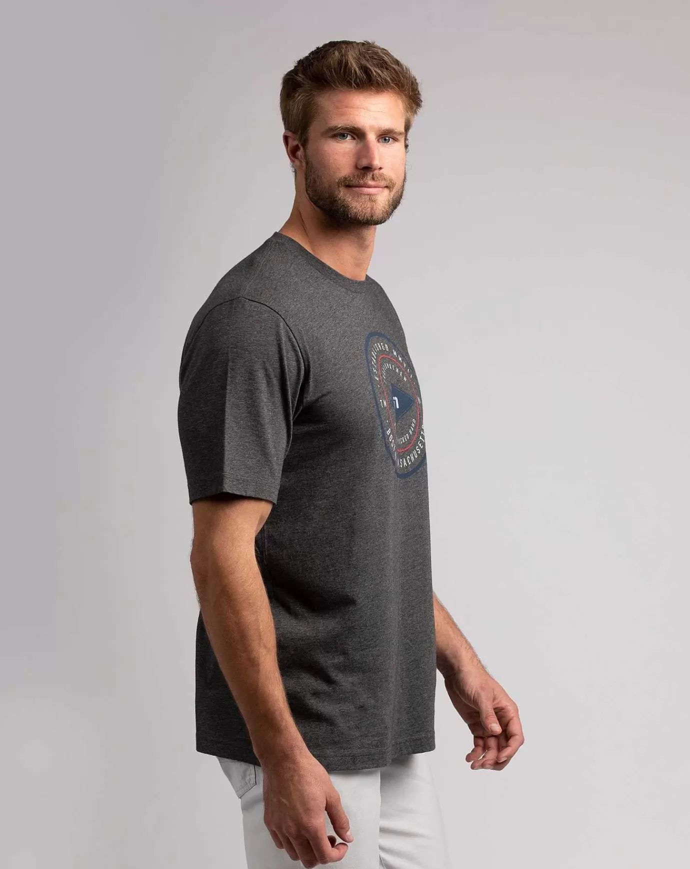 Shop Travis Mathew Wicked Times Tee Heather Grey Pinstri